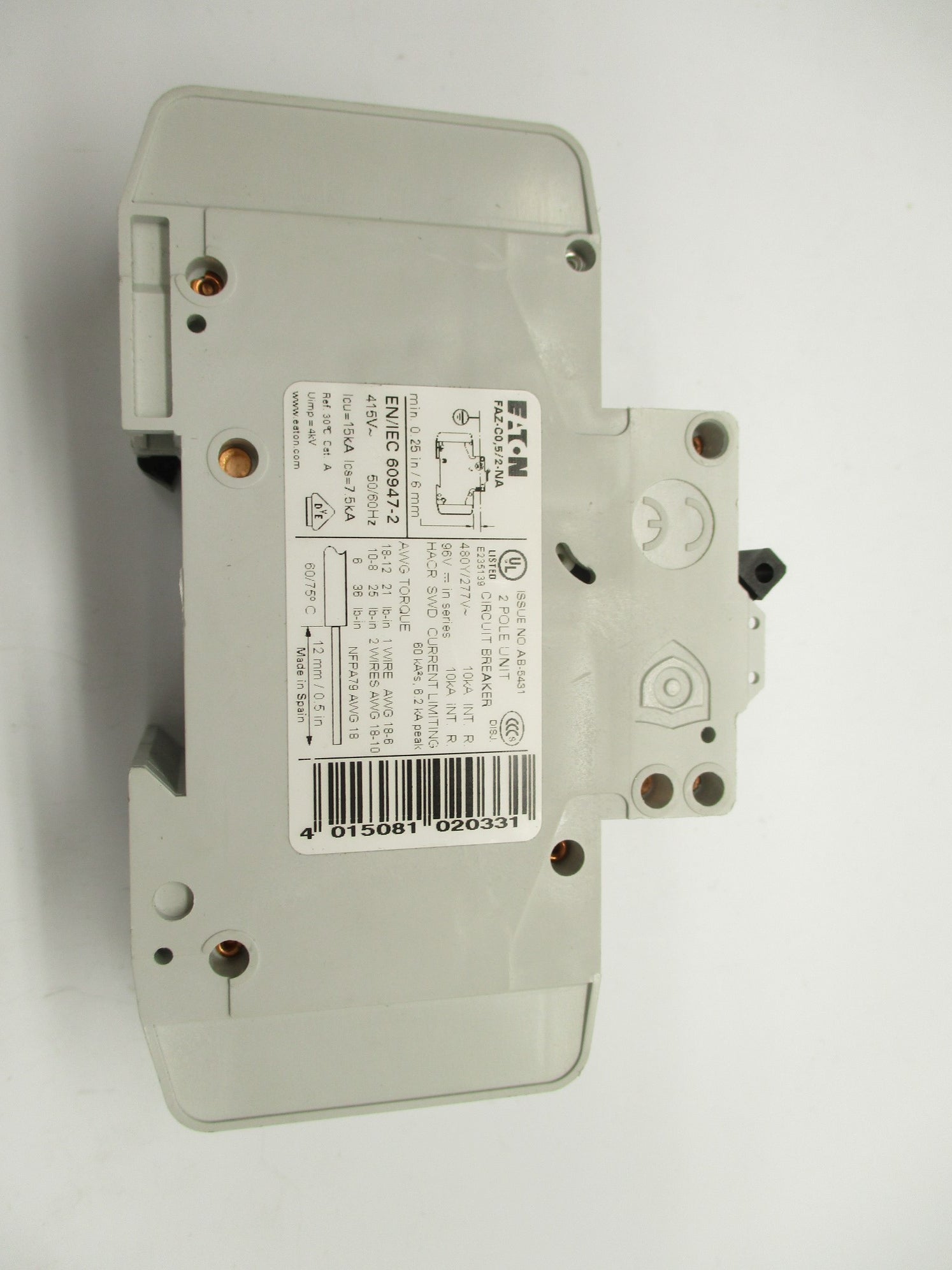 EATON FAZ-C0.5/2-NA 0.5A 480/277V NSNP