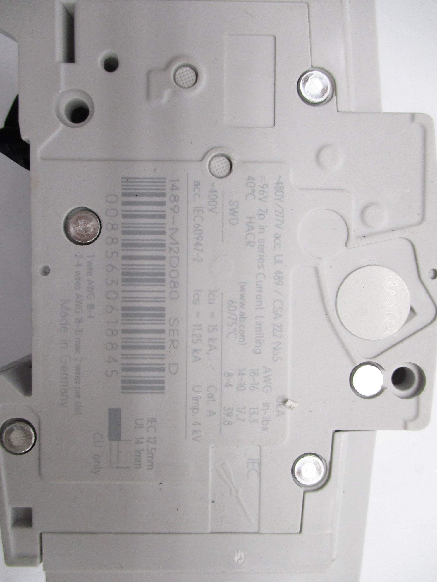 ALLEN BRADLEY 1489-M2D080 SER. D 8A 480/277V NSNP