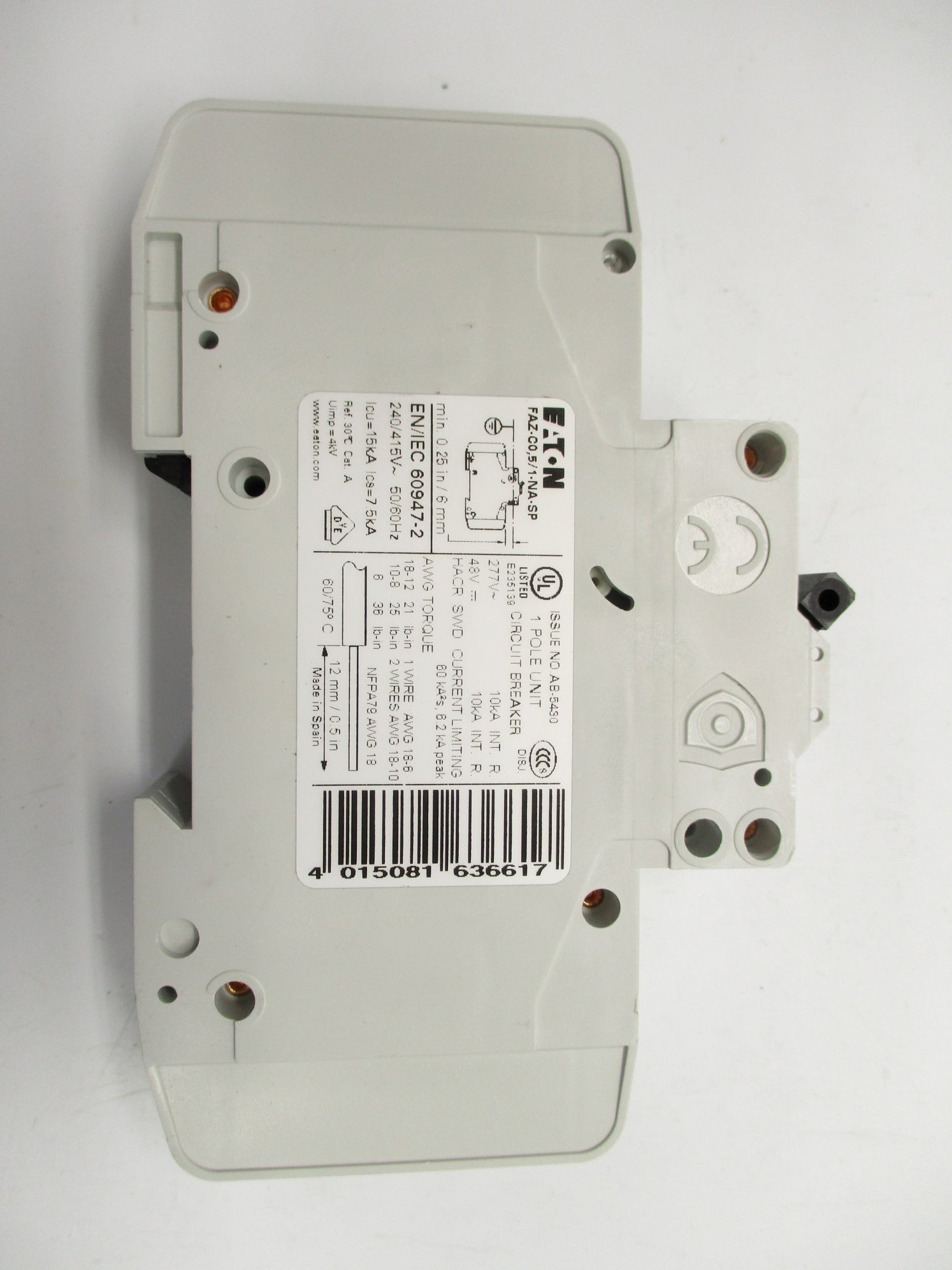 EATON FAZ-C0.5/1-NA-SP 0.5A 277VAC NSMP