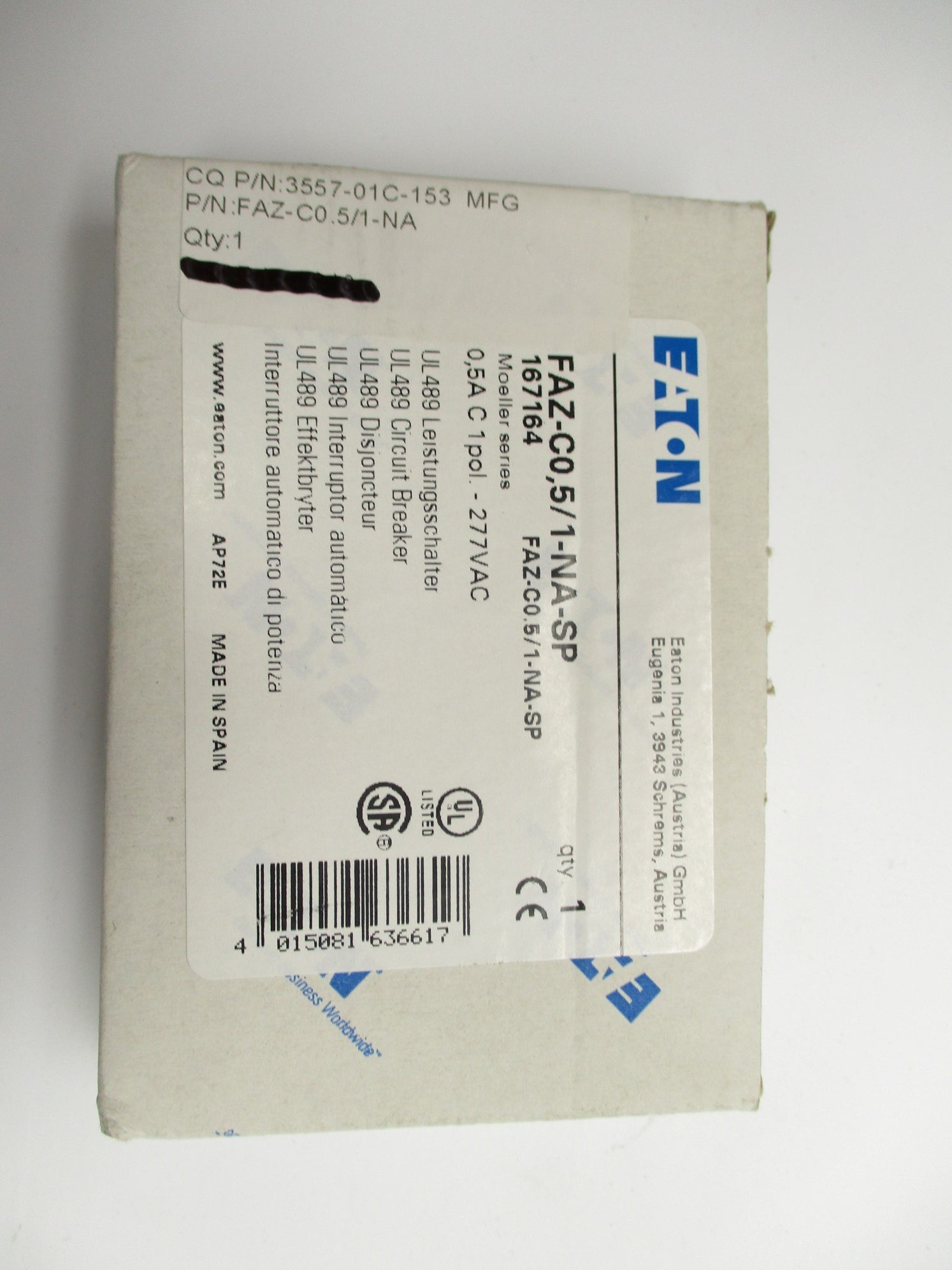 EATON FAZ-C0.5/1-NA-SP 0.5A 277VAC NSMP