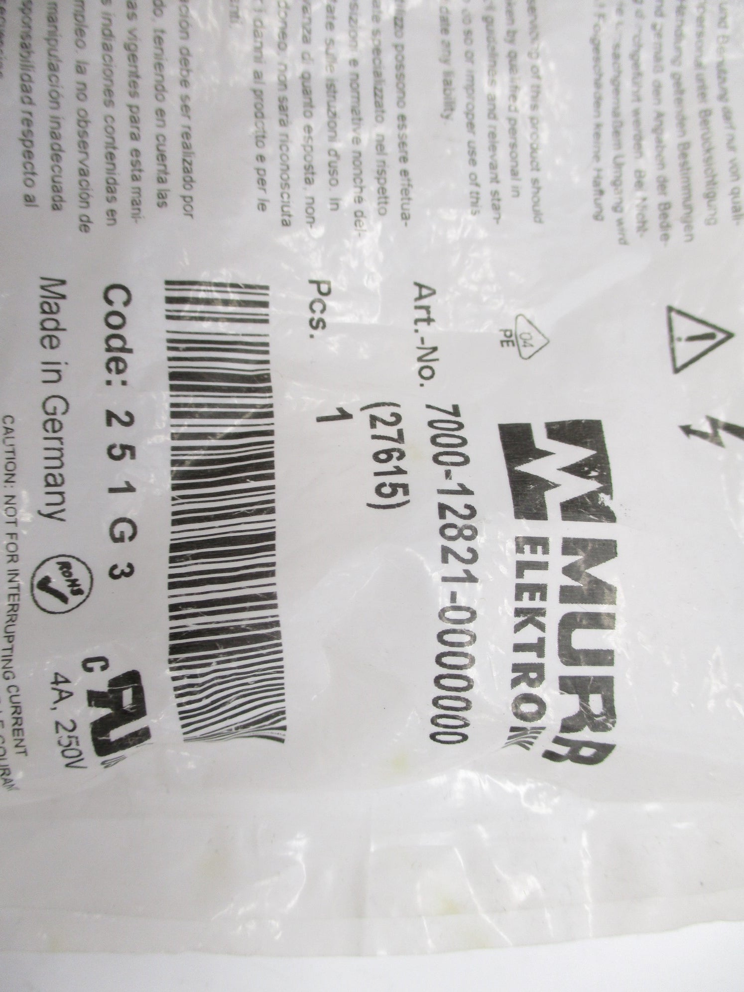 MURR ELEKTRONIK 7000-12821-0000000 27615 250V 4A  NSMP