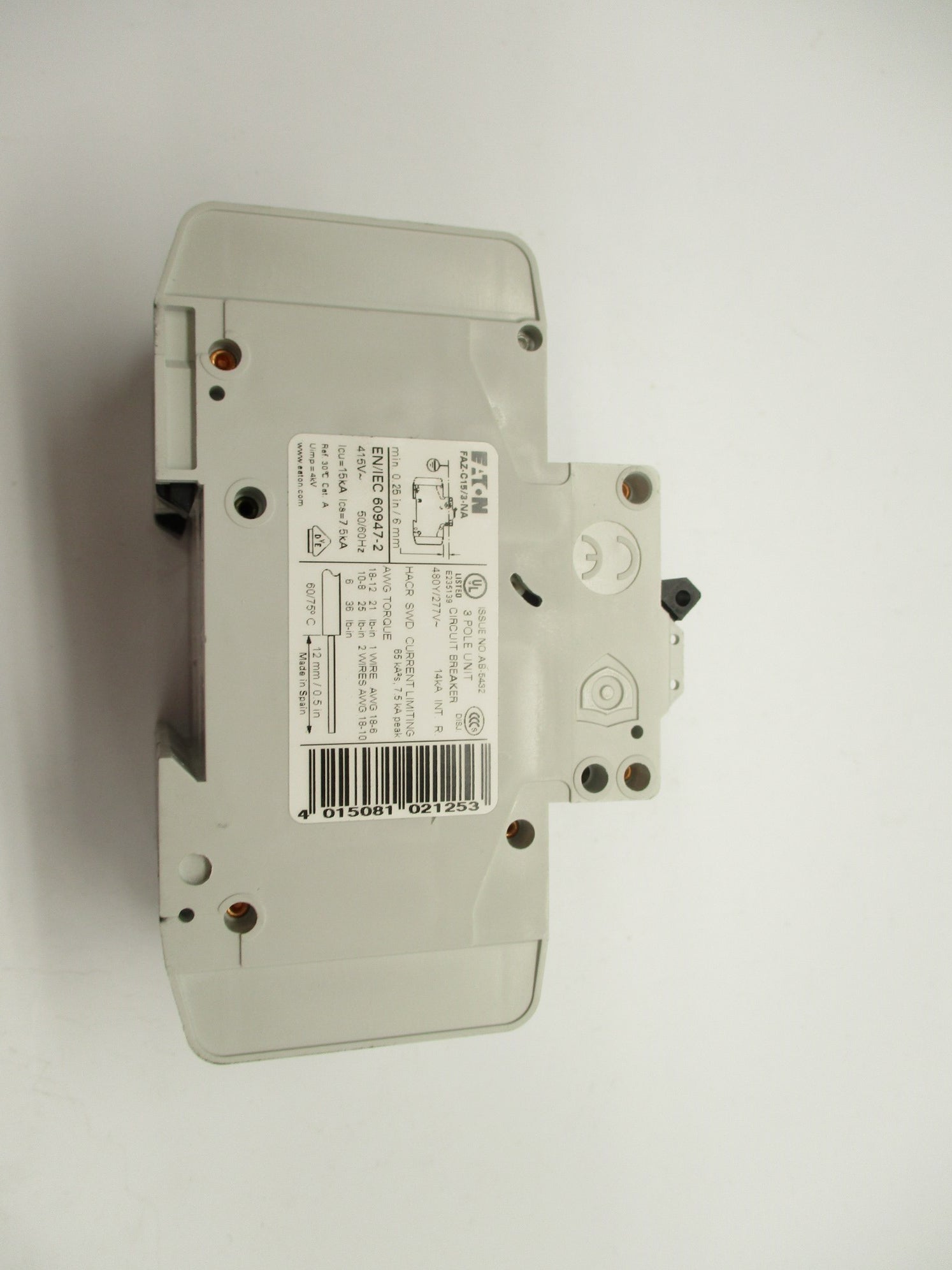 EATON FAZ-C15/3-NA 15A 480/277VAC NSMP