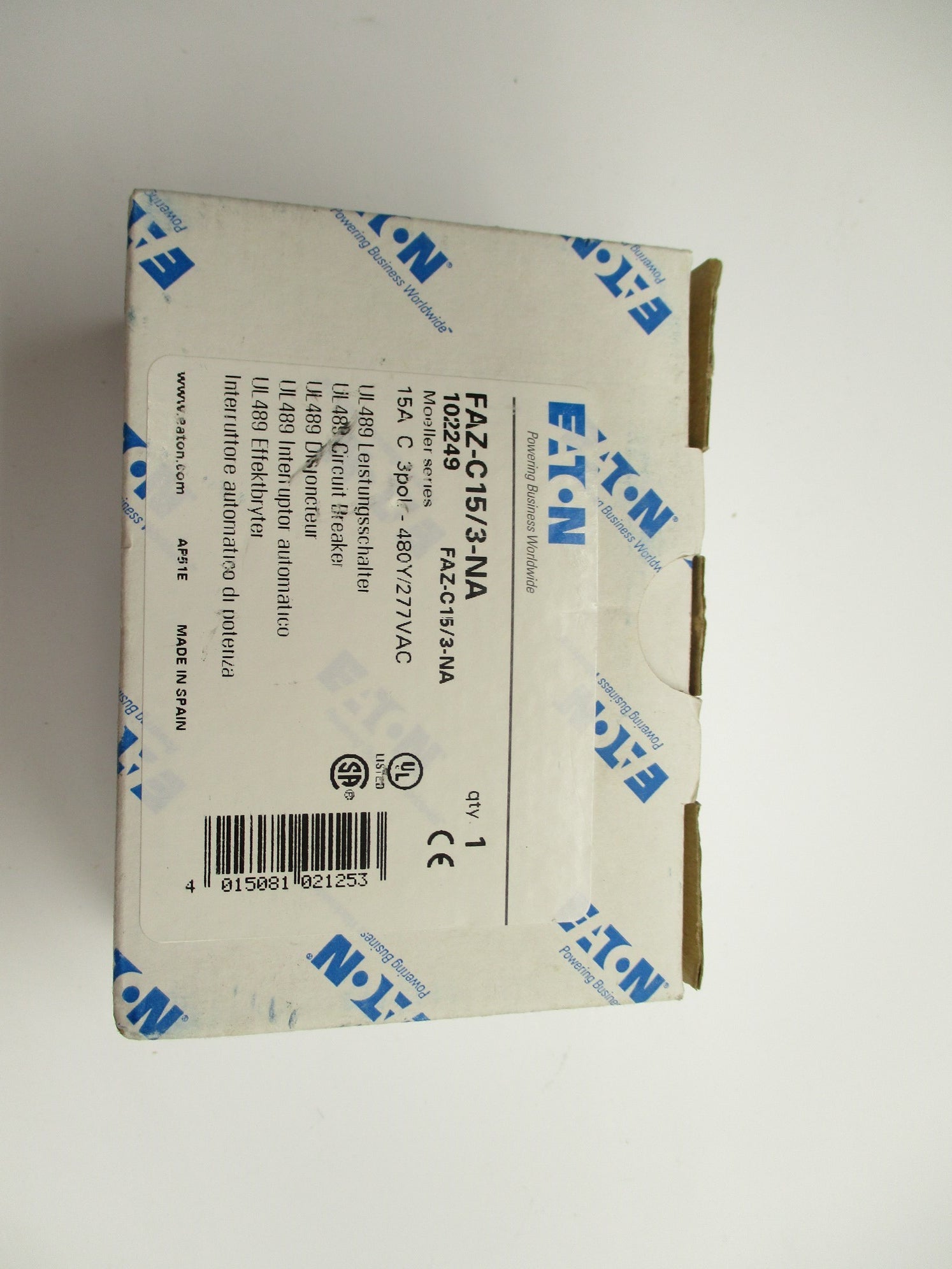 EATON FAZ-C15/3-NA 15A 480/277VAC NSMP