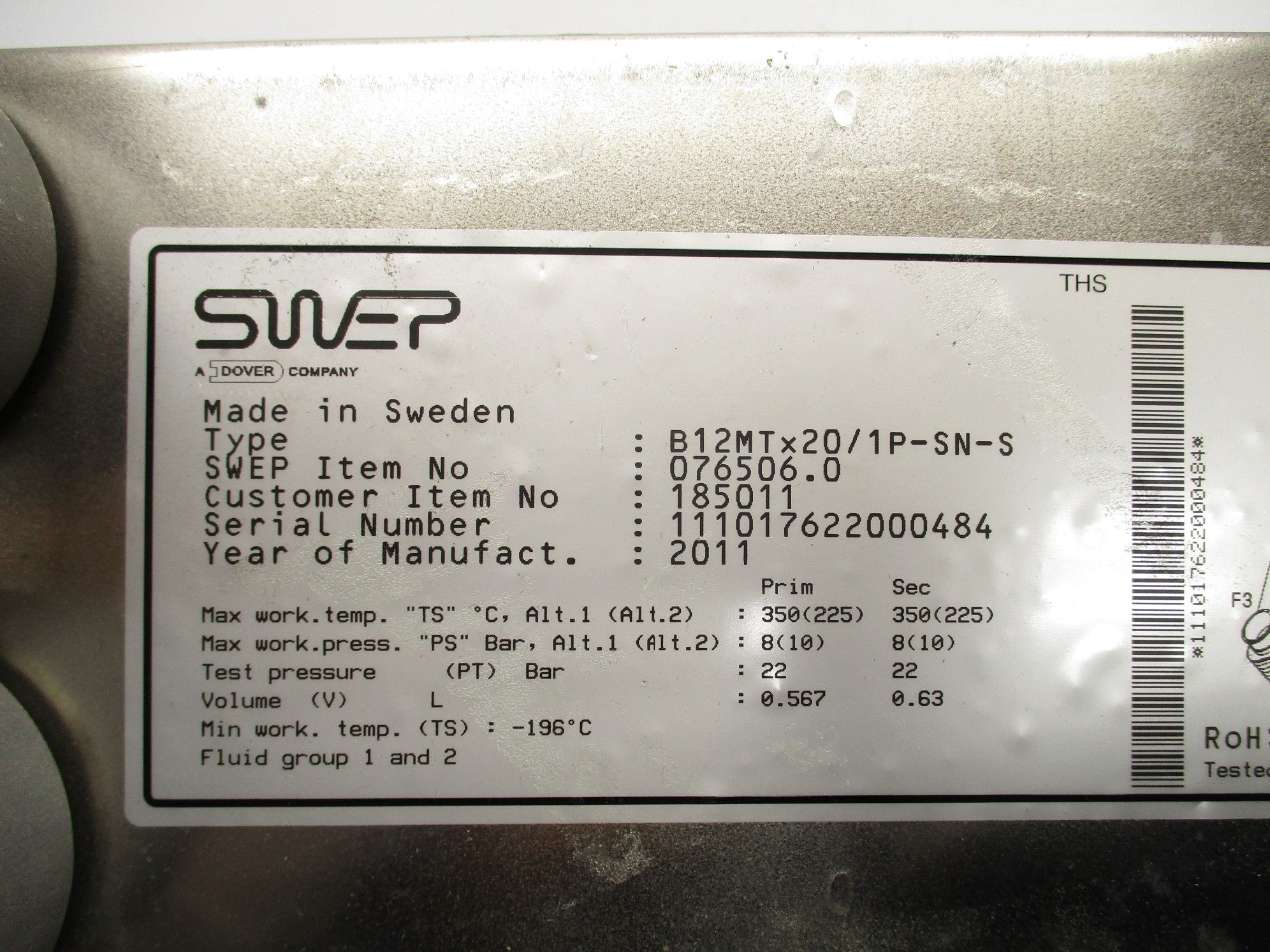 SWEP B12MTx20/1P-SN-S NSNP