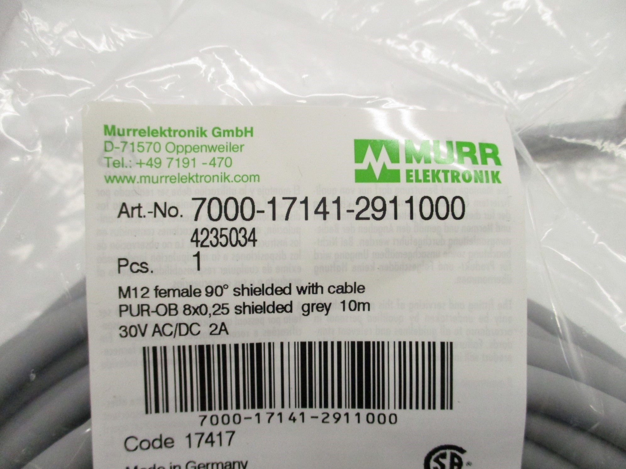 MURR ELEKTRONIK 7000-17141-2911000 NSMP