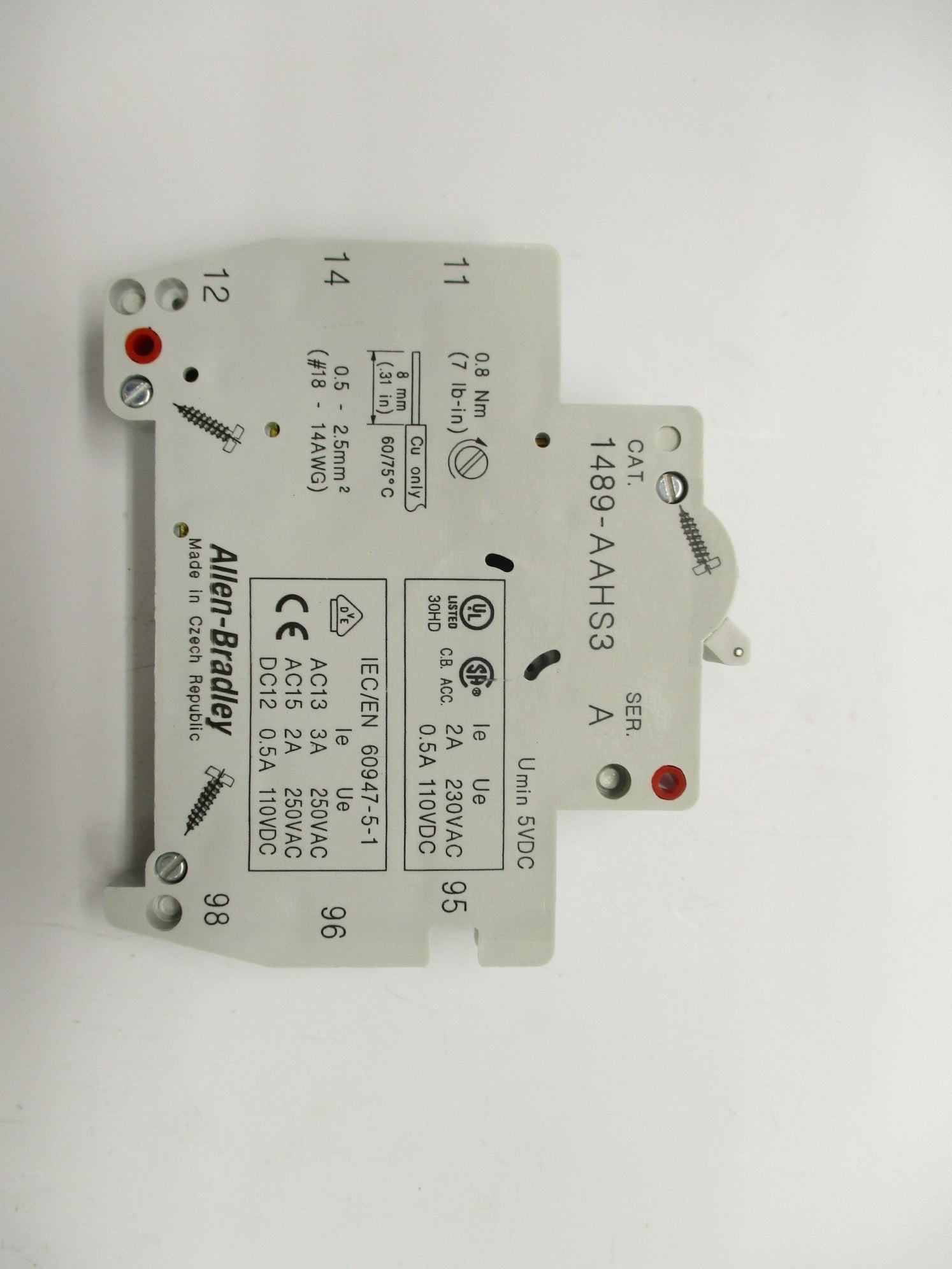 ALLEN BRADLEY 1489-AAHS3 SER. A 250VAC 3A (WH) NSMP