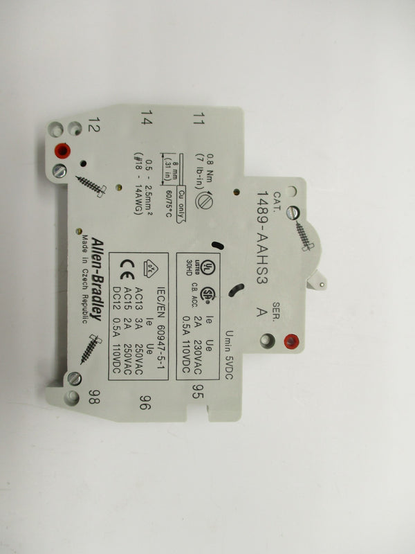 ALLEN BRADLEY 1489-AAHS3 SER. A 250VAC 3A (WH) NSMP