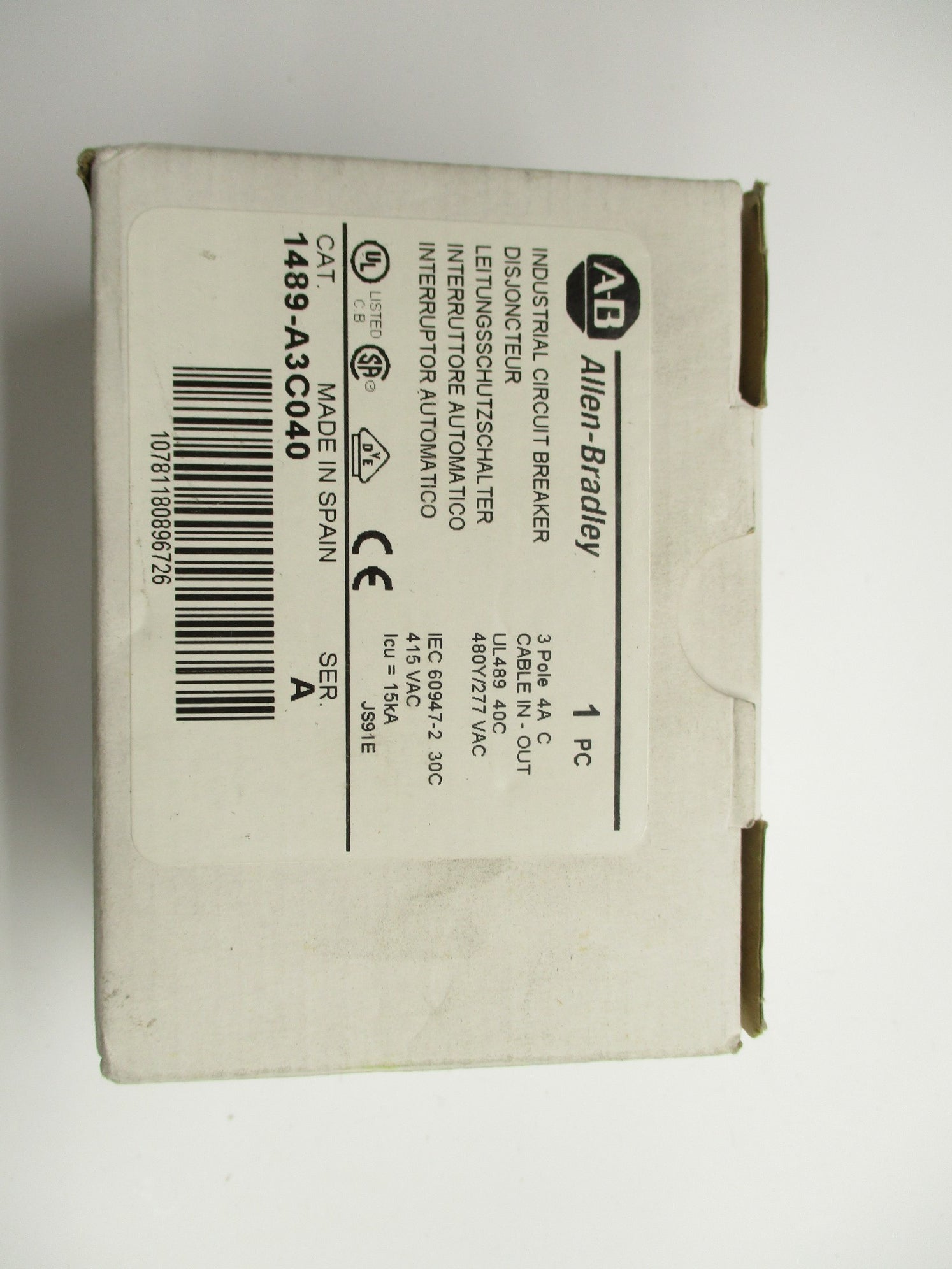 ALLEN BRADLEY 1489-A3C040 SER. A 4A 480/277VAC NSMP