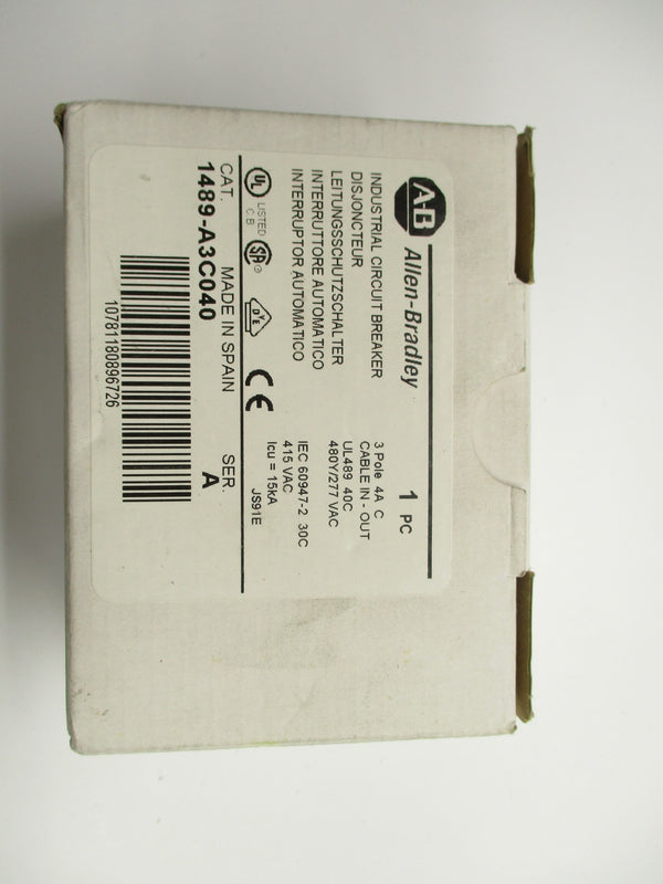 ALLEN BRADLEY 1489-A3C040 SER. A 4A 480/277VAC NSMP