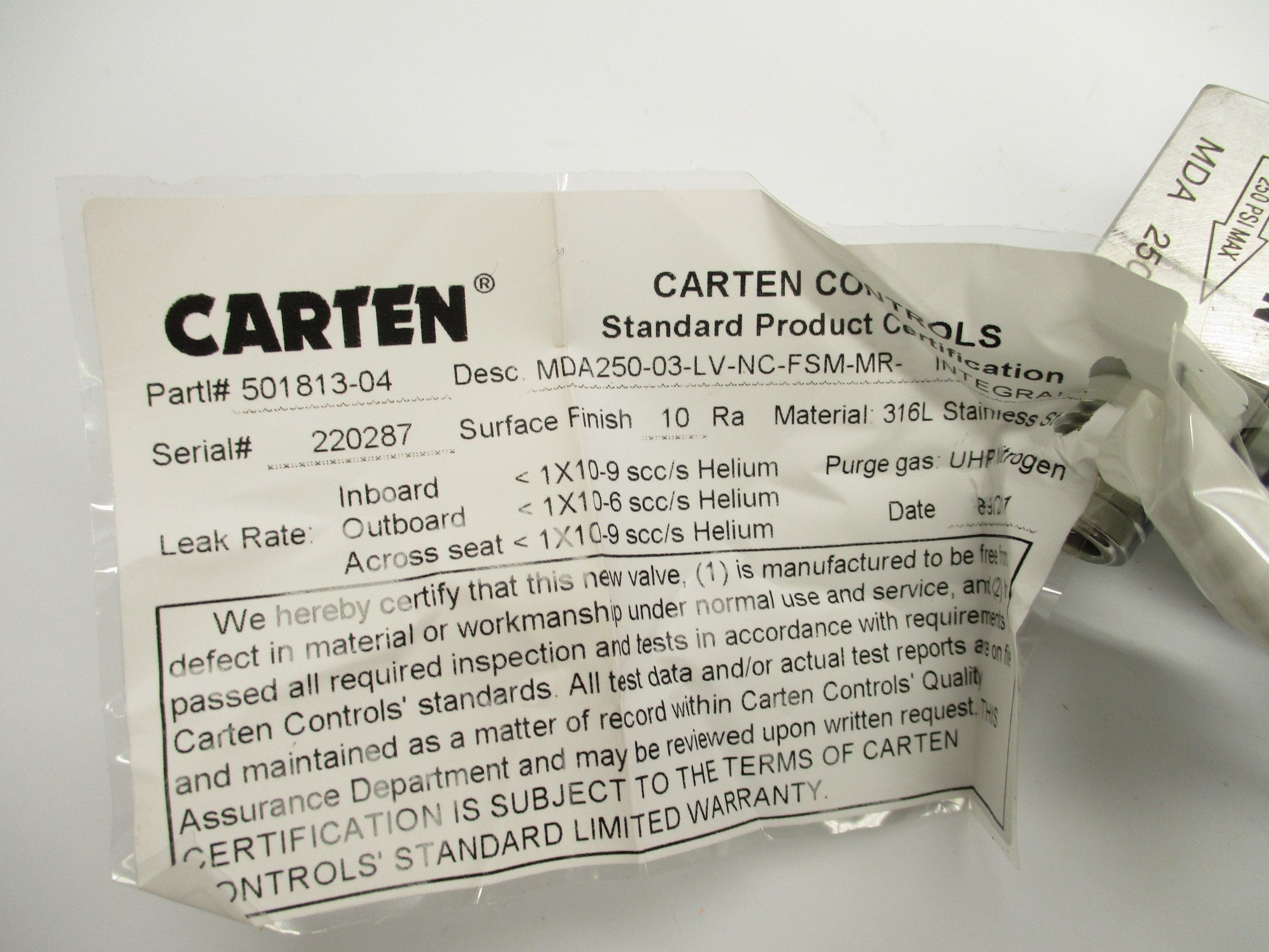 CARTEN MDA250-03-LV-NC-FSM-MR-INTEGRAL-ENDS 501813-04 NSNP