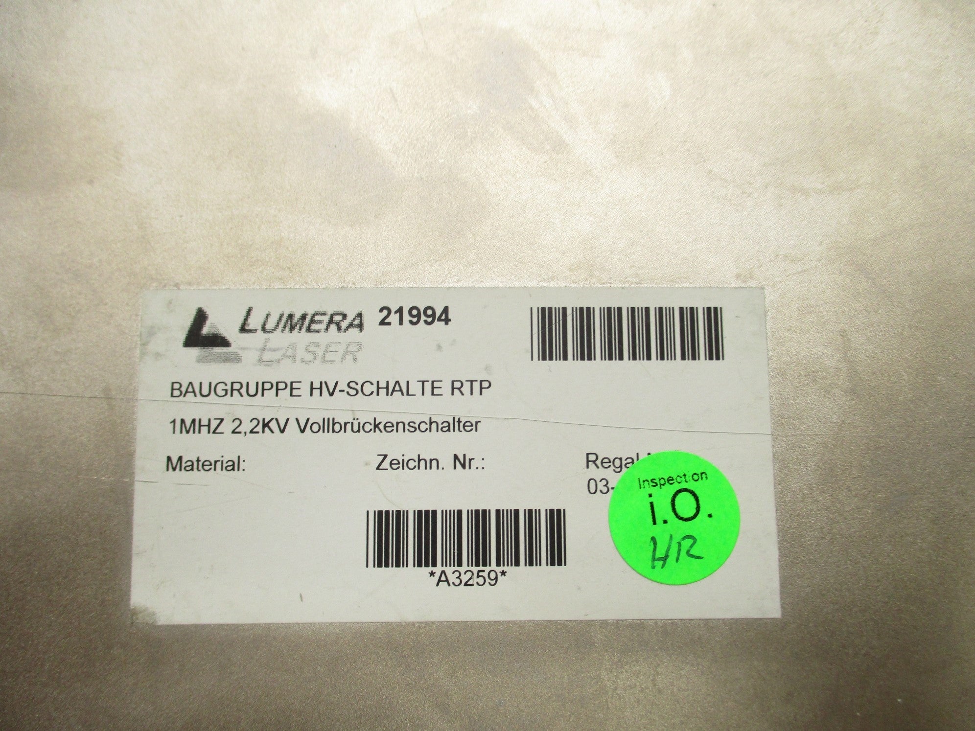 LUMERA LASER 21994 (REPAIRED) UNMP