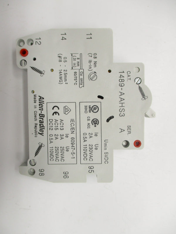 ALLEN BRADLEY 1489-AAHS3 SER. A 250VAC 3A NSNP
