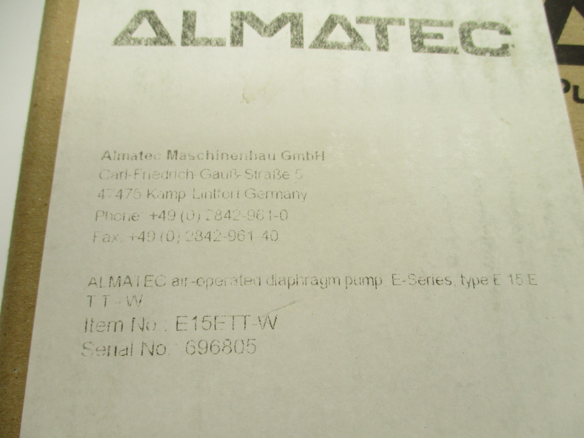 ALMATEC E15FTT-W NSFS
