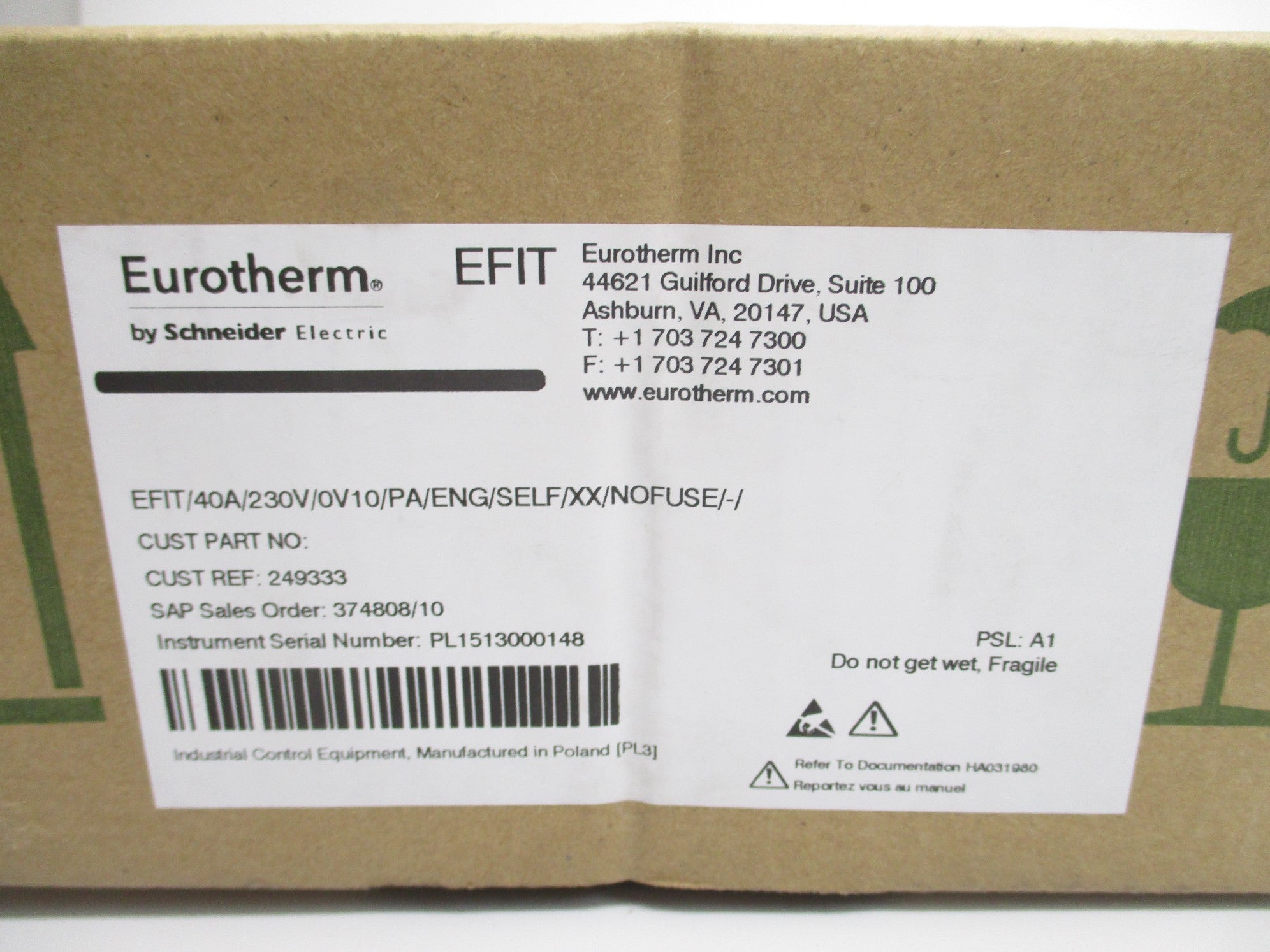 EUROTHERM EFIT/40A/230V/0V10/PA/ENG/SELF/XX/NOFUSE/-/ NSMP