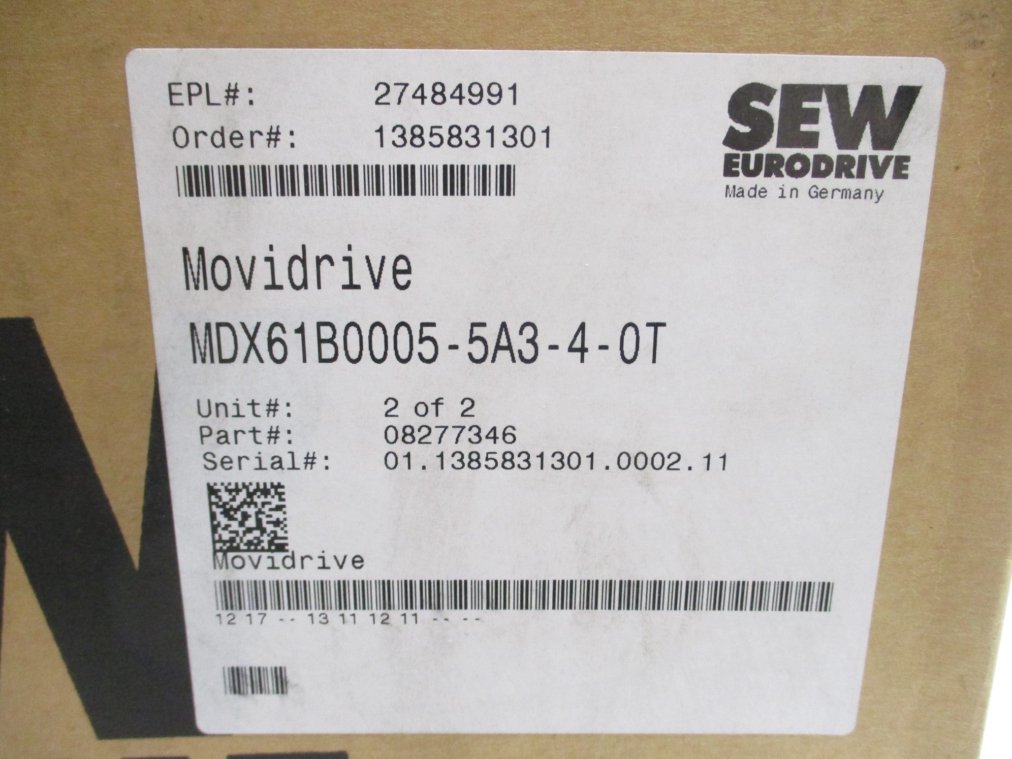 SEW EURODRIVE MDX61B0005-5A3-4-0T NSMP