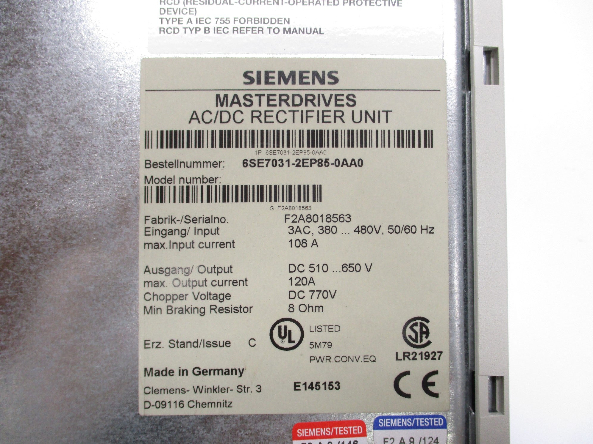SIEMENS 6SE7031-2EP85-0AA0 NSNP