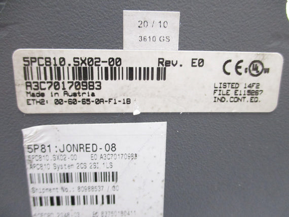 B&R AUTOMATION 5PC810.SX02-00 5P81:JONRED-08 NSNP