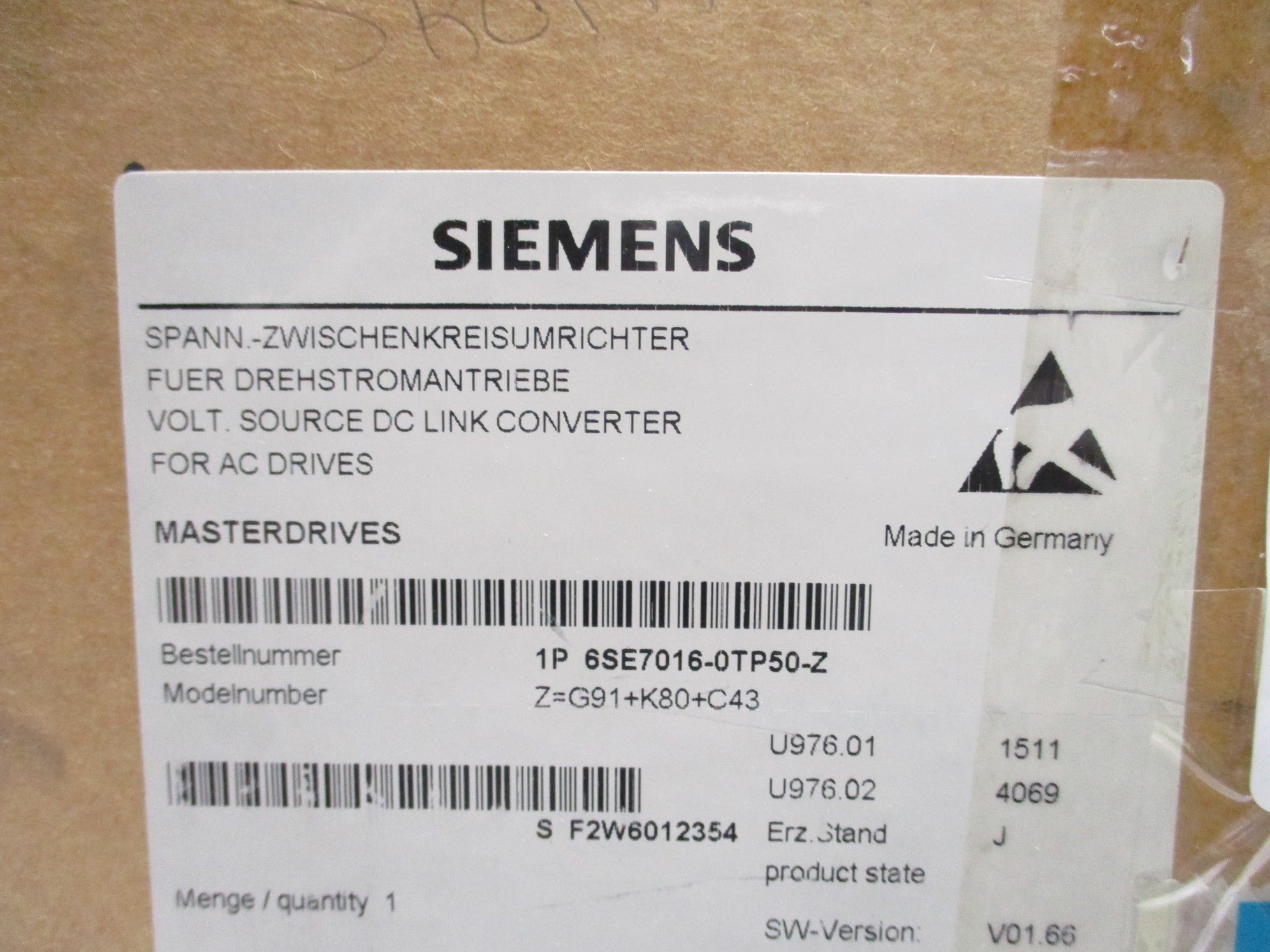 SIEMENS 6SE7016-0TP50-Z NSMP