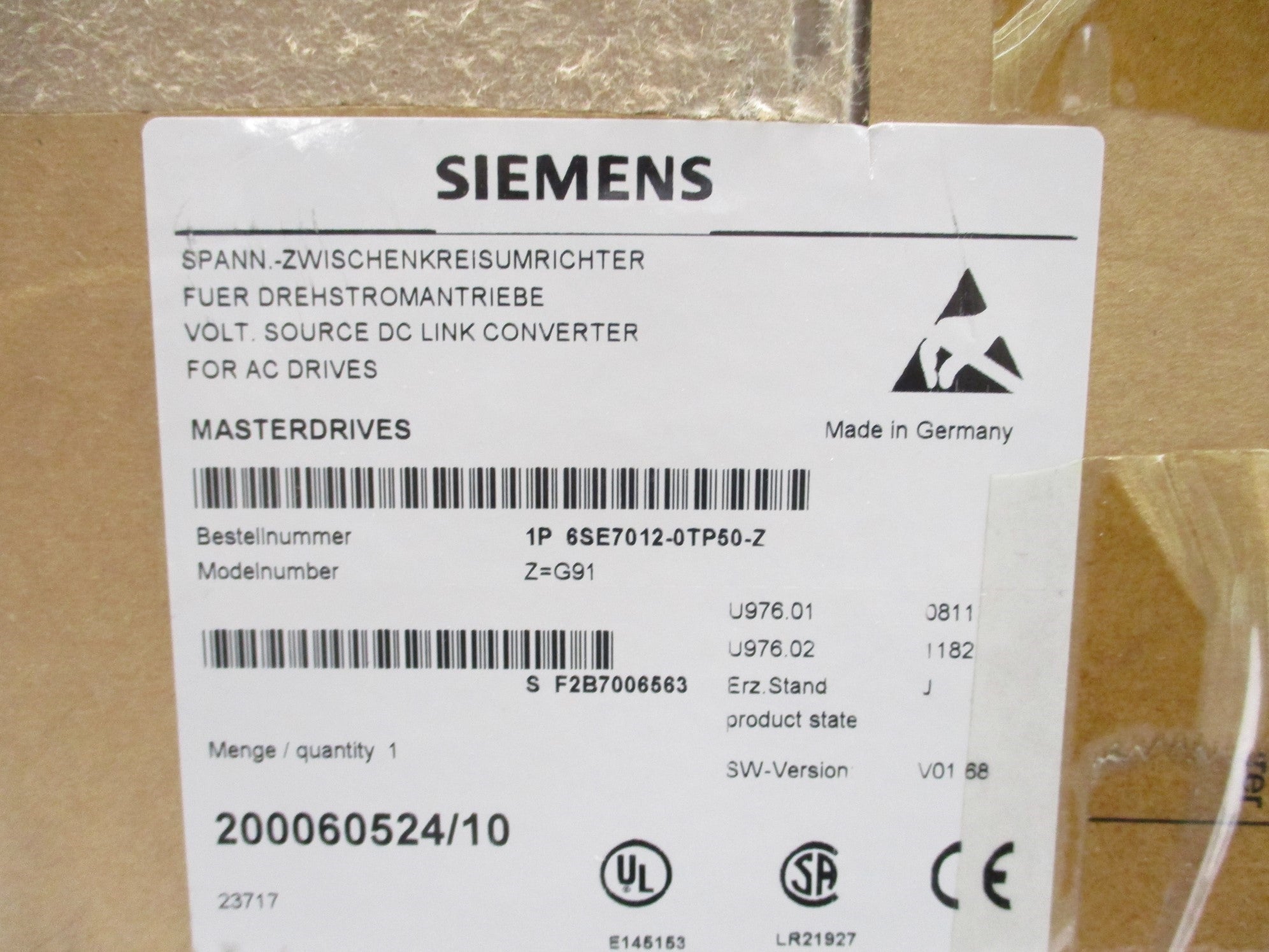 SIEMENS 6SE7012-0TP50-Z NSMP