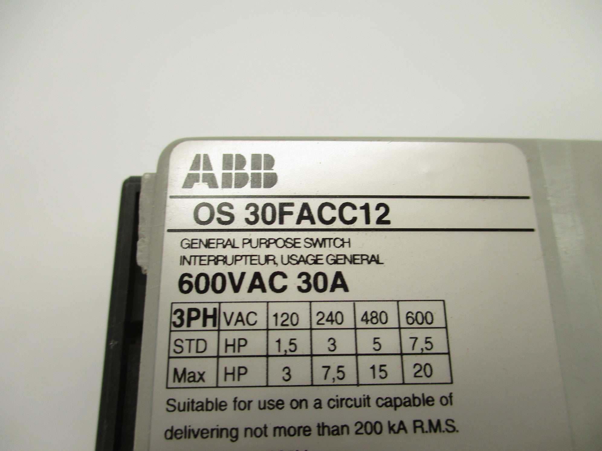 ABB 1SCA108813R1001 OS30FACC12 NSMP