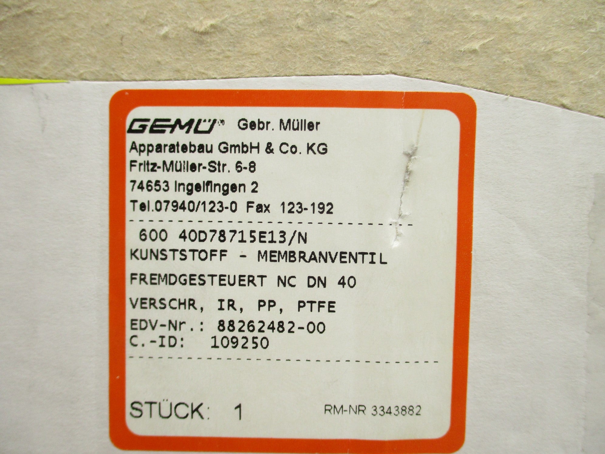 GEMU 60040D78715E13/N 88262482-00 NSMP
