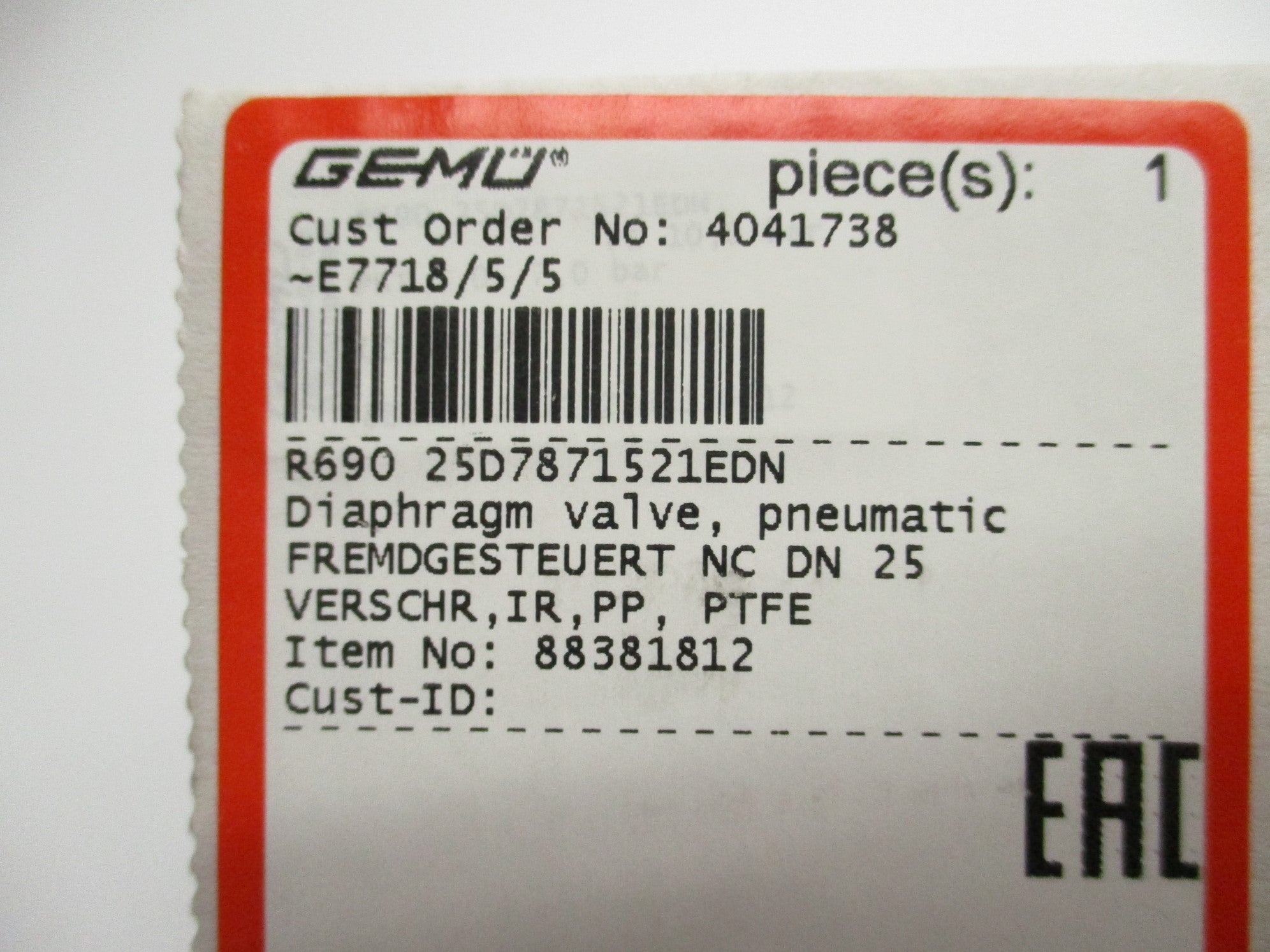 GEMU R69025D7871521EDN 88381812-11222511/0002 NSMP