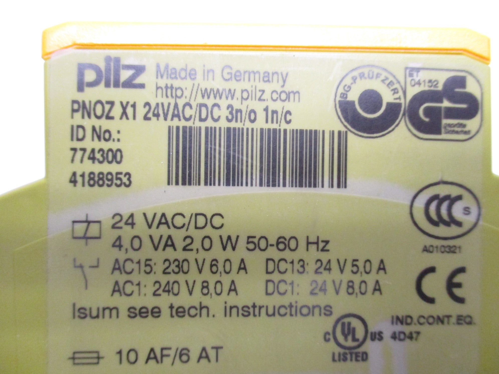 PILZ PNOZ-X1-24VAC/DC-3N/O-1N/C NSMP