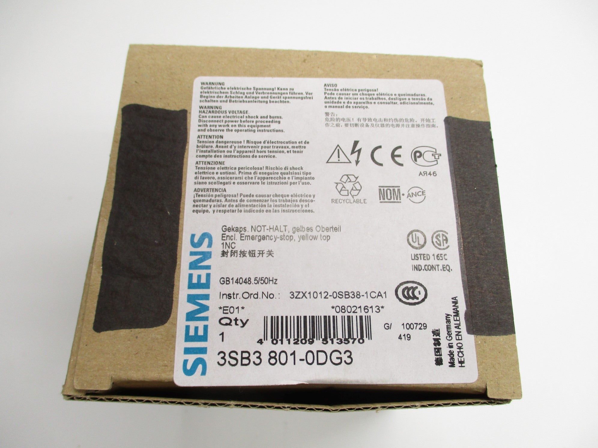 SIEMENS 3SB3801-0DG3 NSMP