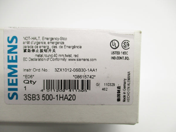 SIEMENS 3SB3500-1HA20 NSMP