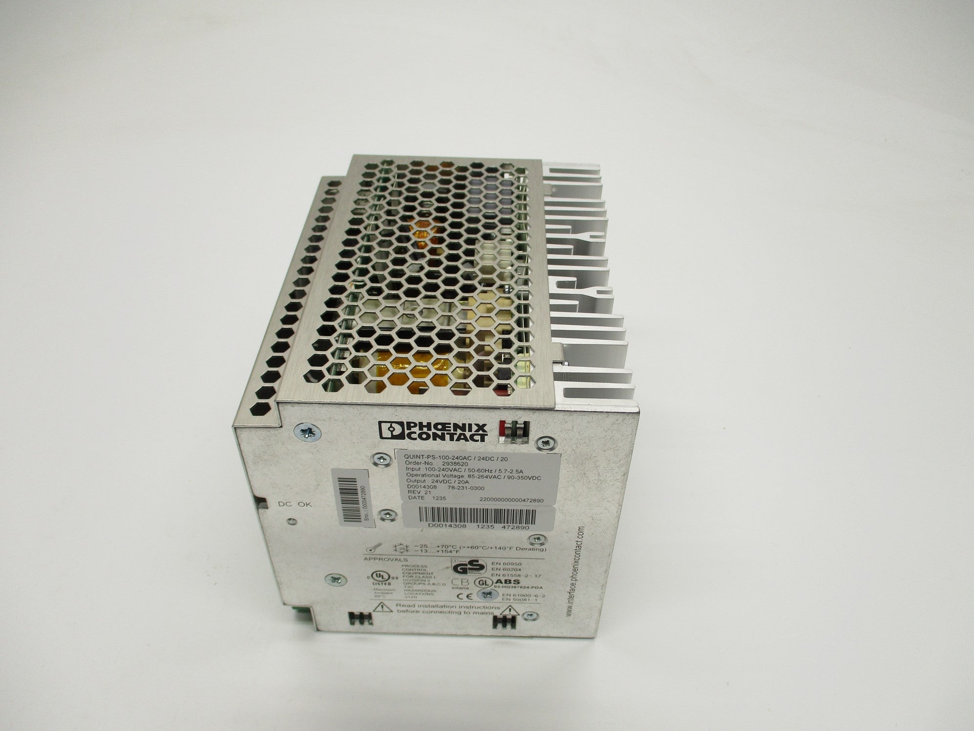 PHOENIX CONTACT QUINT-PS-100-240AC/24DC/20 2938620 100-240VAC 2.5-5.7A NSMP