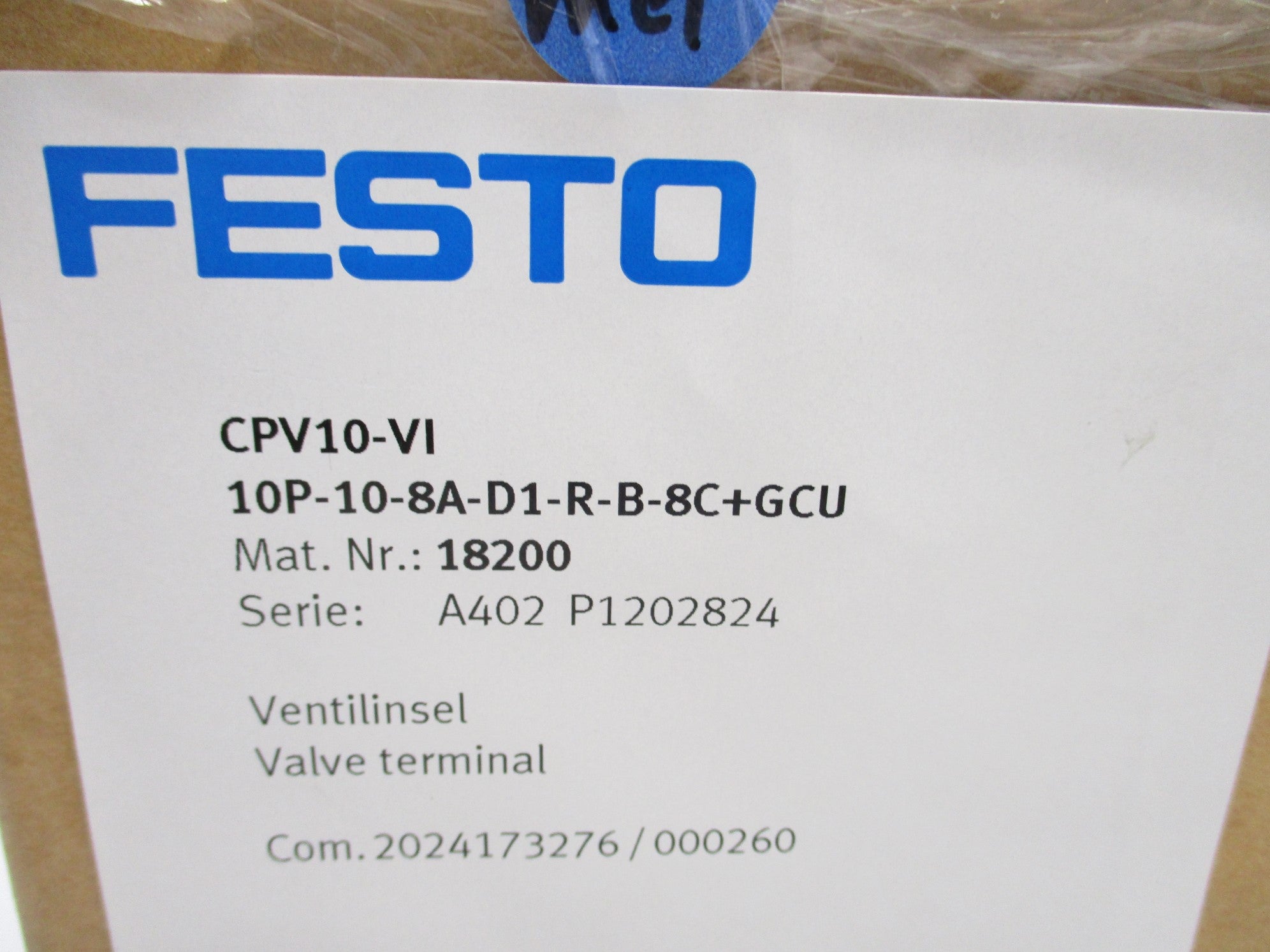 FESTO CPV10-VI-10P-10-8A-D1-R-B-8C+GCU NSMP