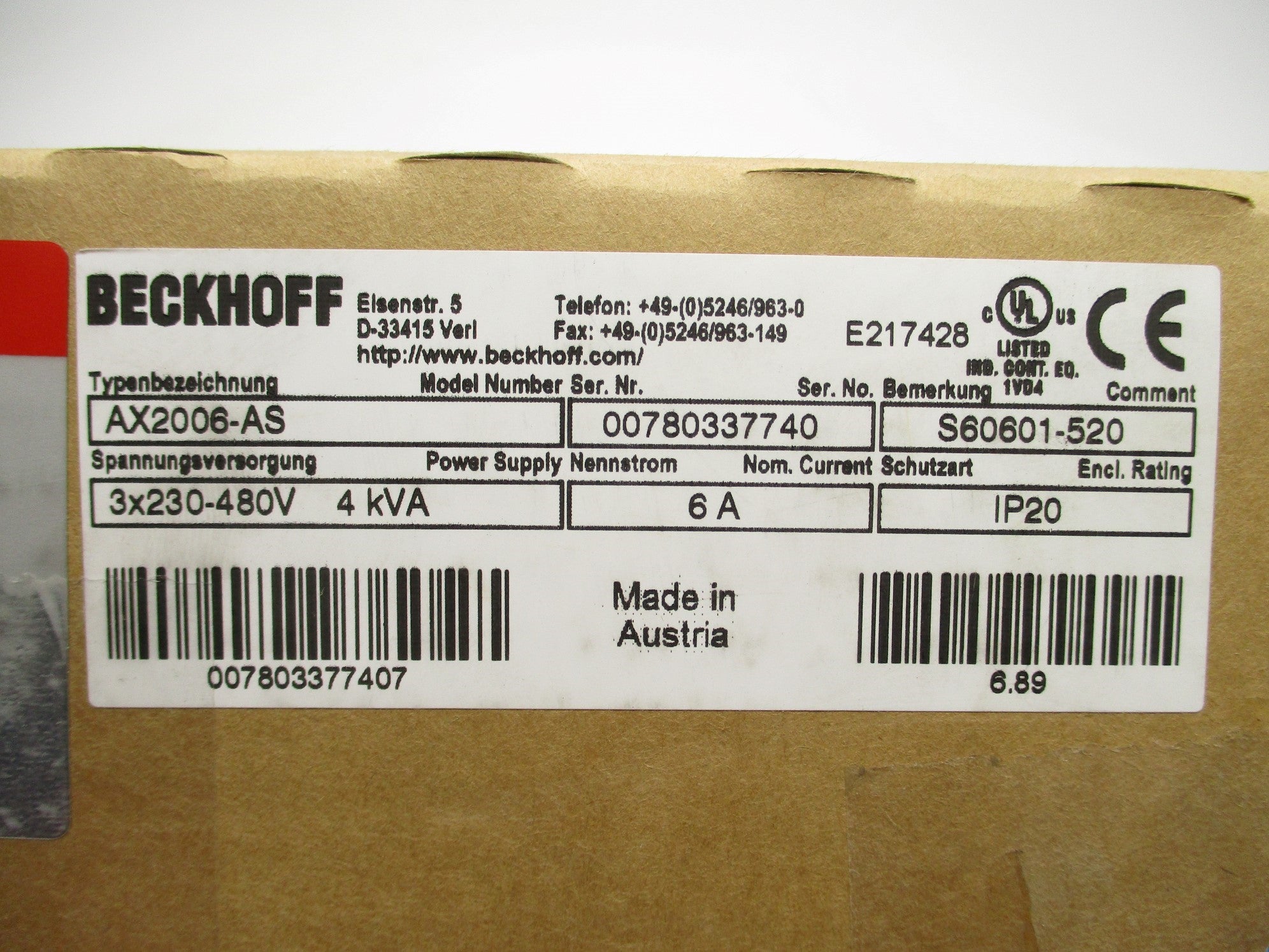 BECKHOFF AX2006-AS NSMP