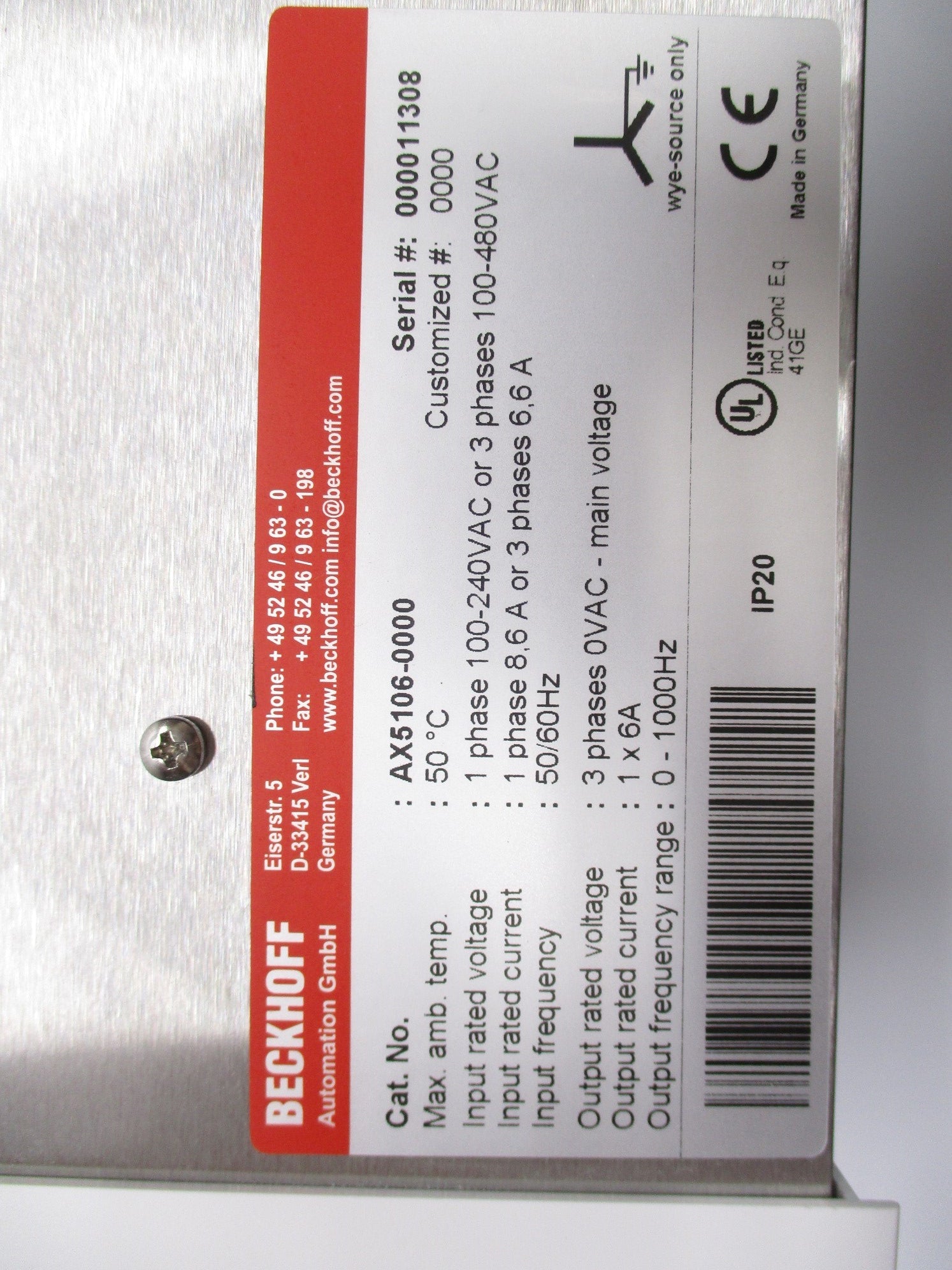 BECKHOFF AX5106-0000 NSMP