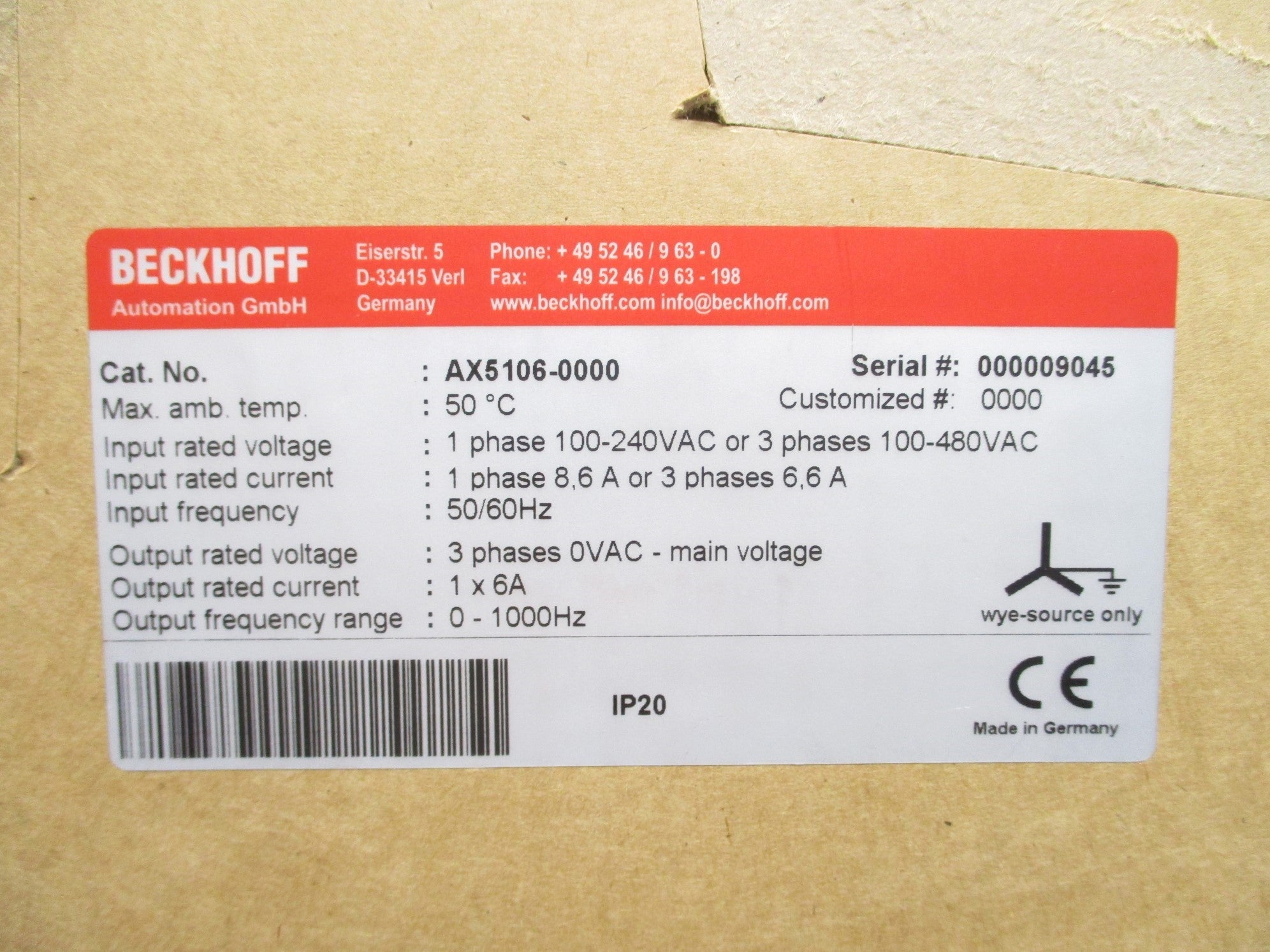 BECKHOFF AX5106-0000 NSMP
