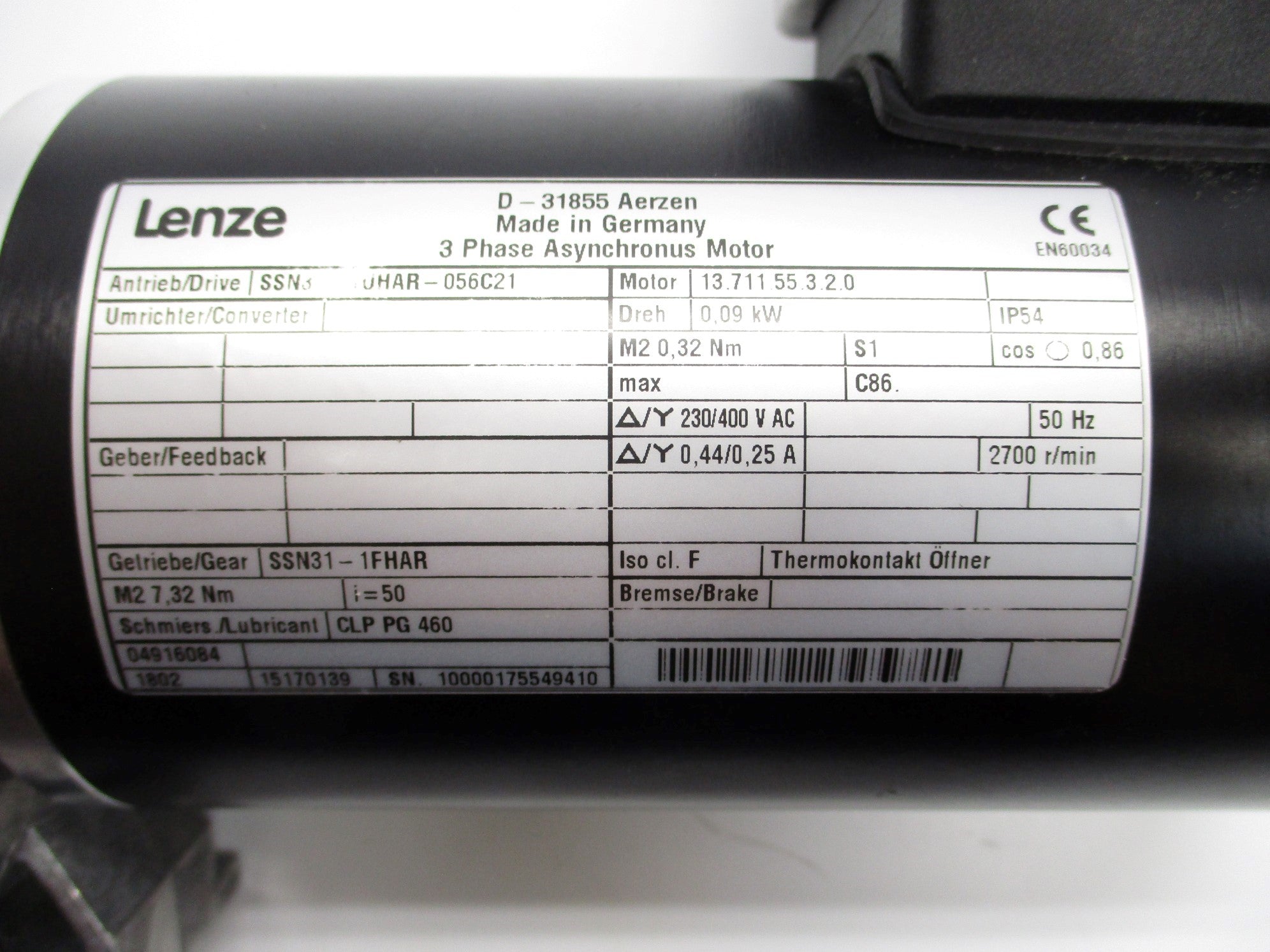 LENZE SSN31-1UHAR-056C21 (AS PICTURED) NSNP