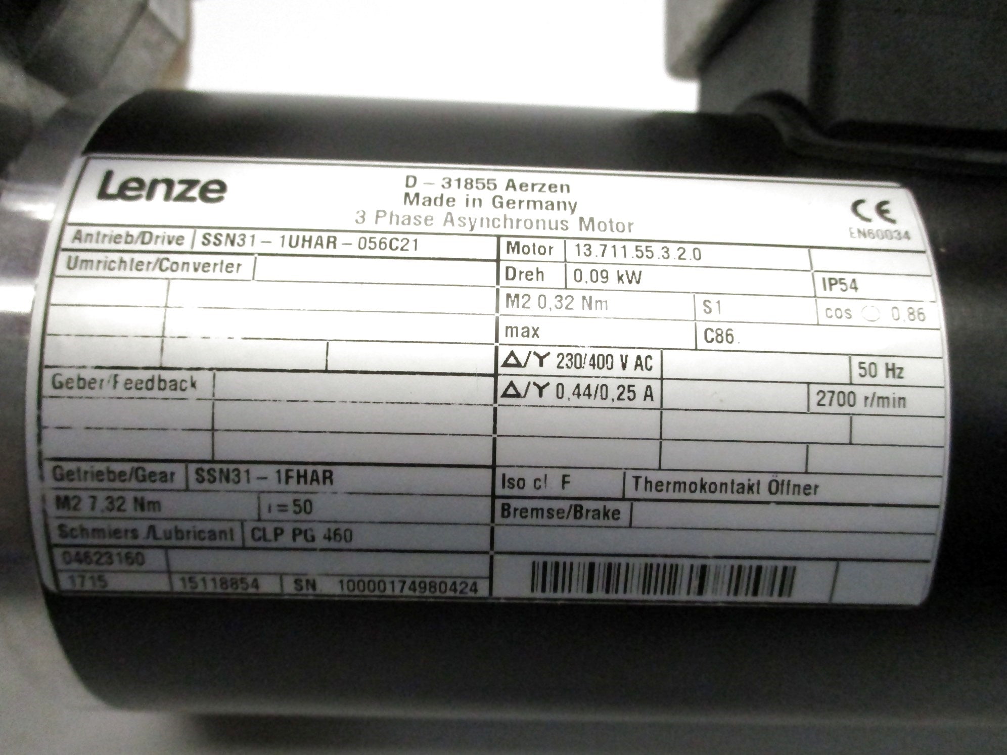 LENZE SSN31-1UHAR-056C21 NSMP