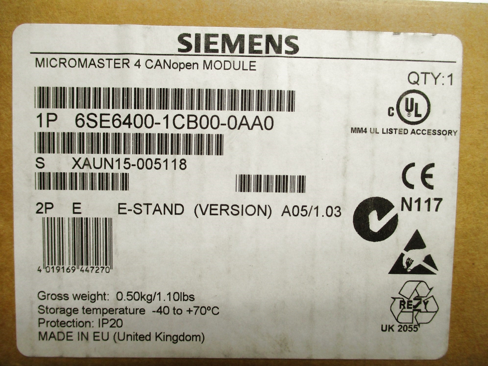 SIEMENS 6SE6400-1CB00-0AA0 NSMP