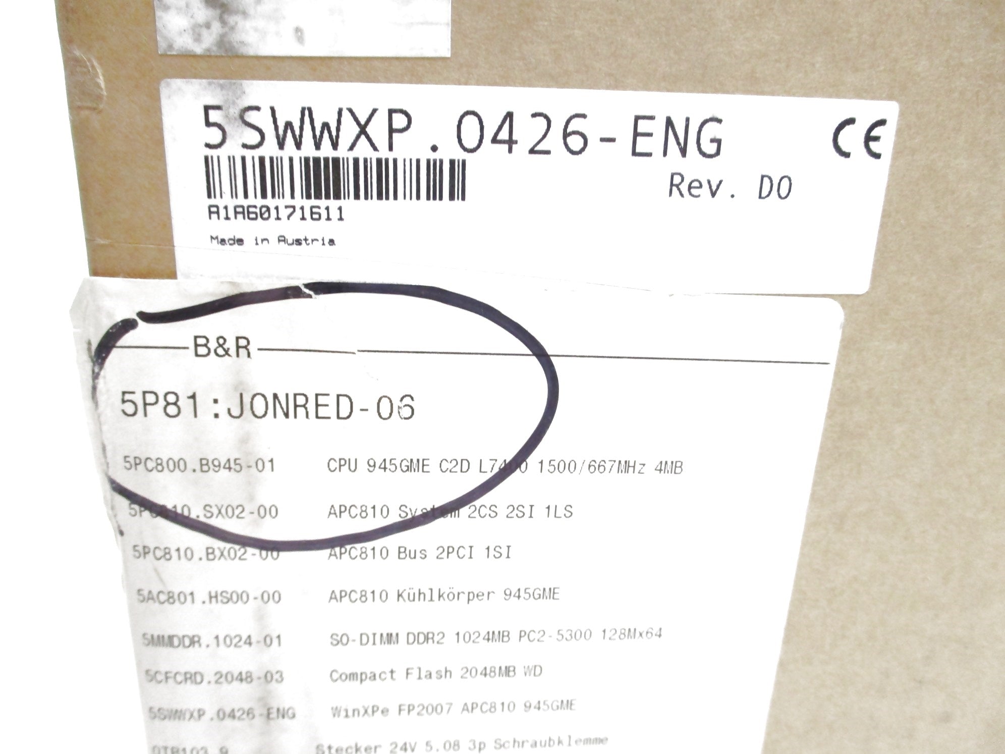 B&R AUTOMATION 5P81:JONRED-06 5PC810.5X02-00 NSMP