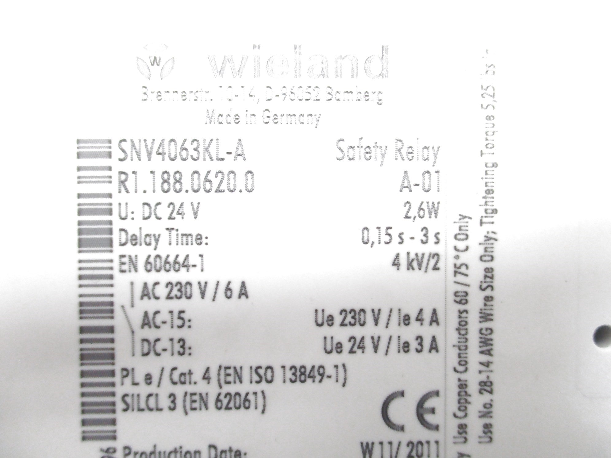 WIELAND SNV4063KL-A 24VDC 3A NSNP