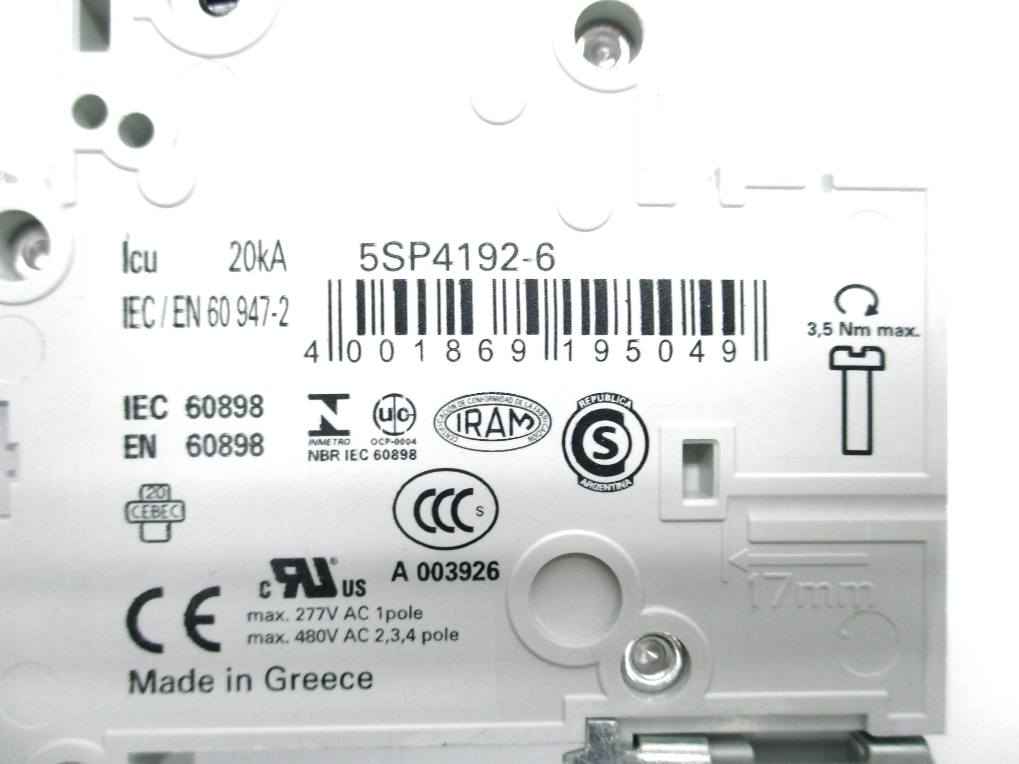 SIEMENS 5SP4192-6 125A 230/400V NSMP