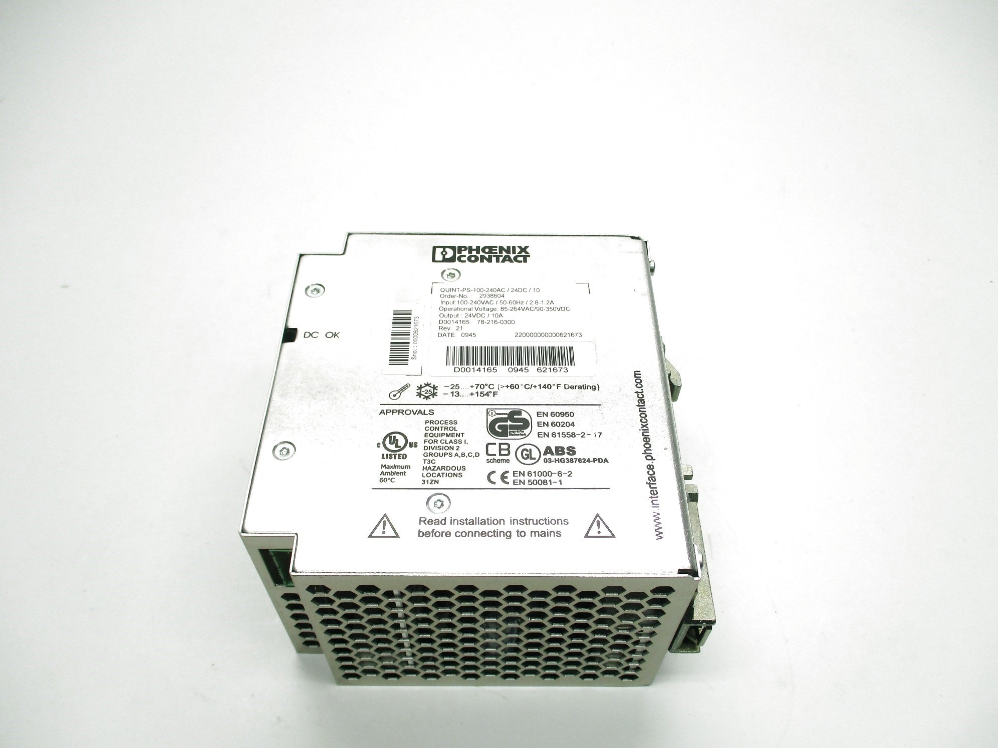PHOENIX CONTACT QUINT-PS-100-240AC/24DC/10 NSNP