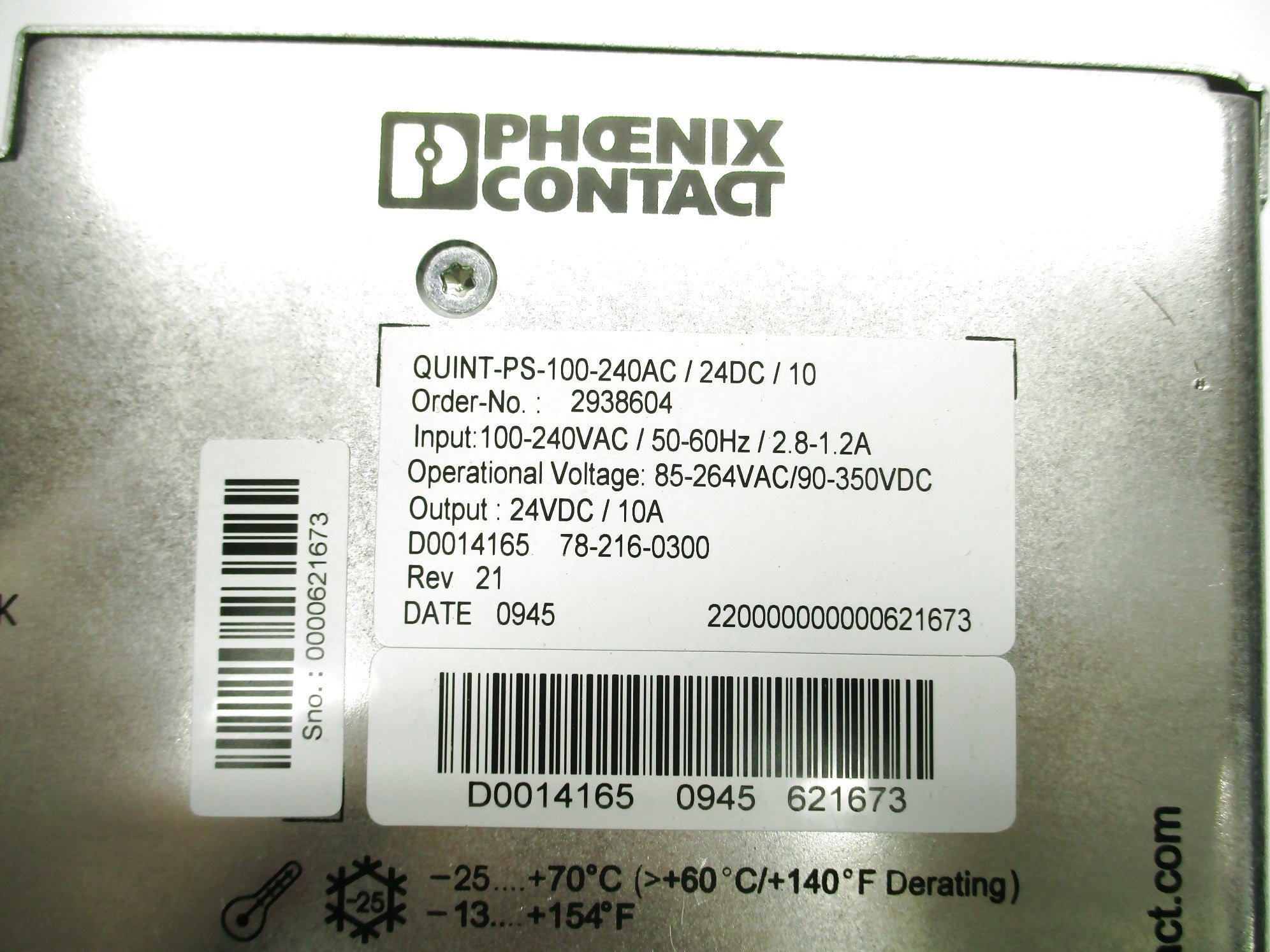 PHOENIX CONTACT QUINT-PS-100-240AC/24DC/10 NSNP