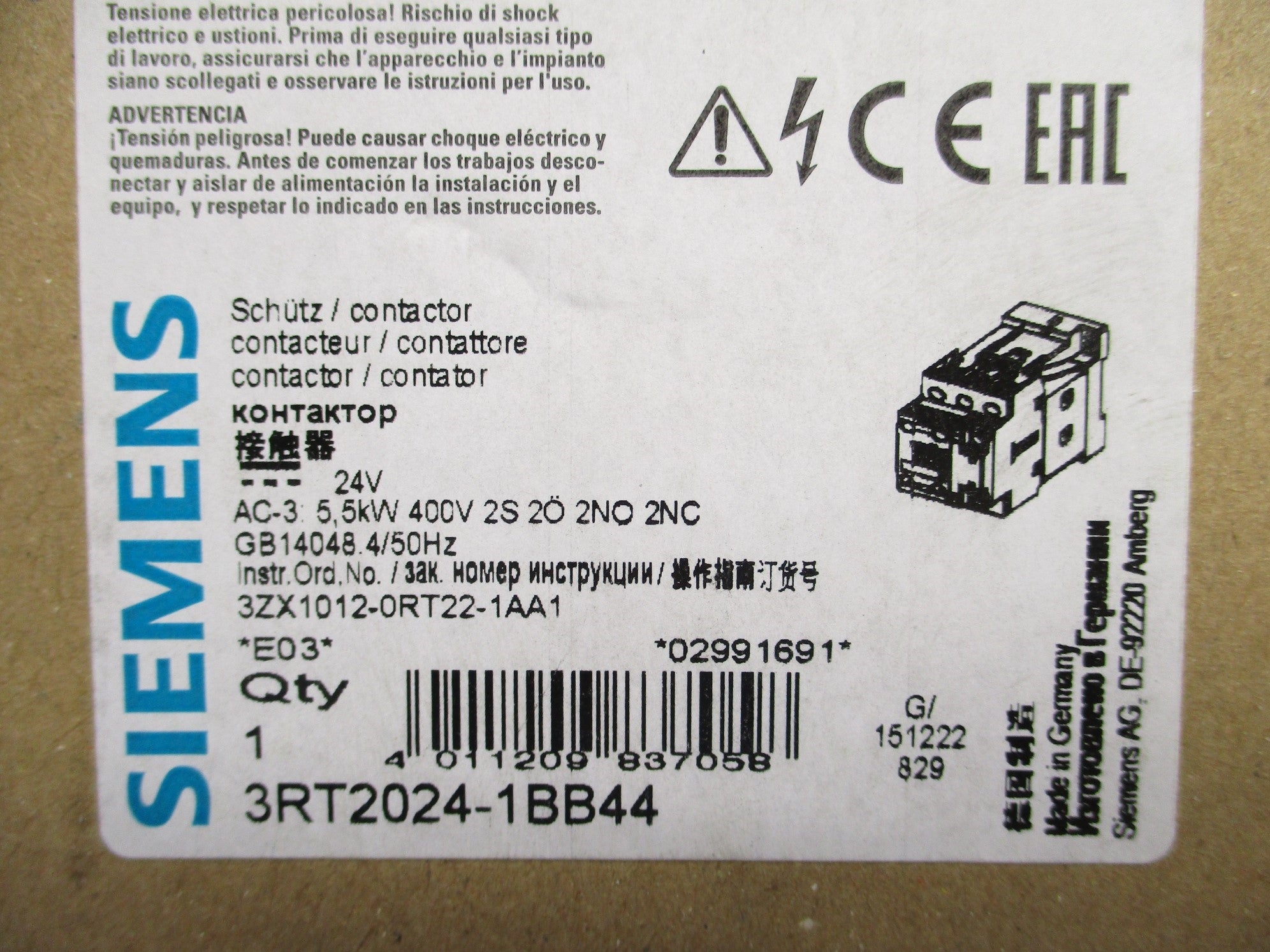 SIEMENS 3RT2024-1BB44 NSMP