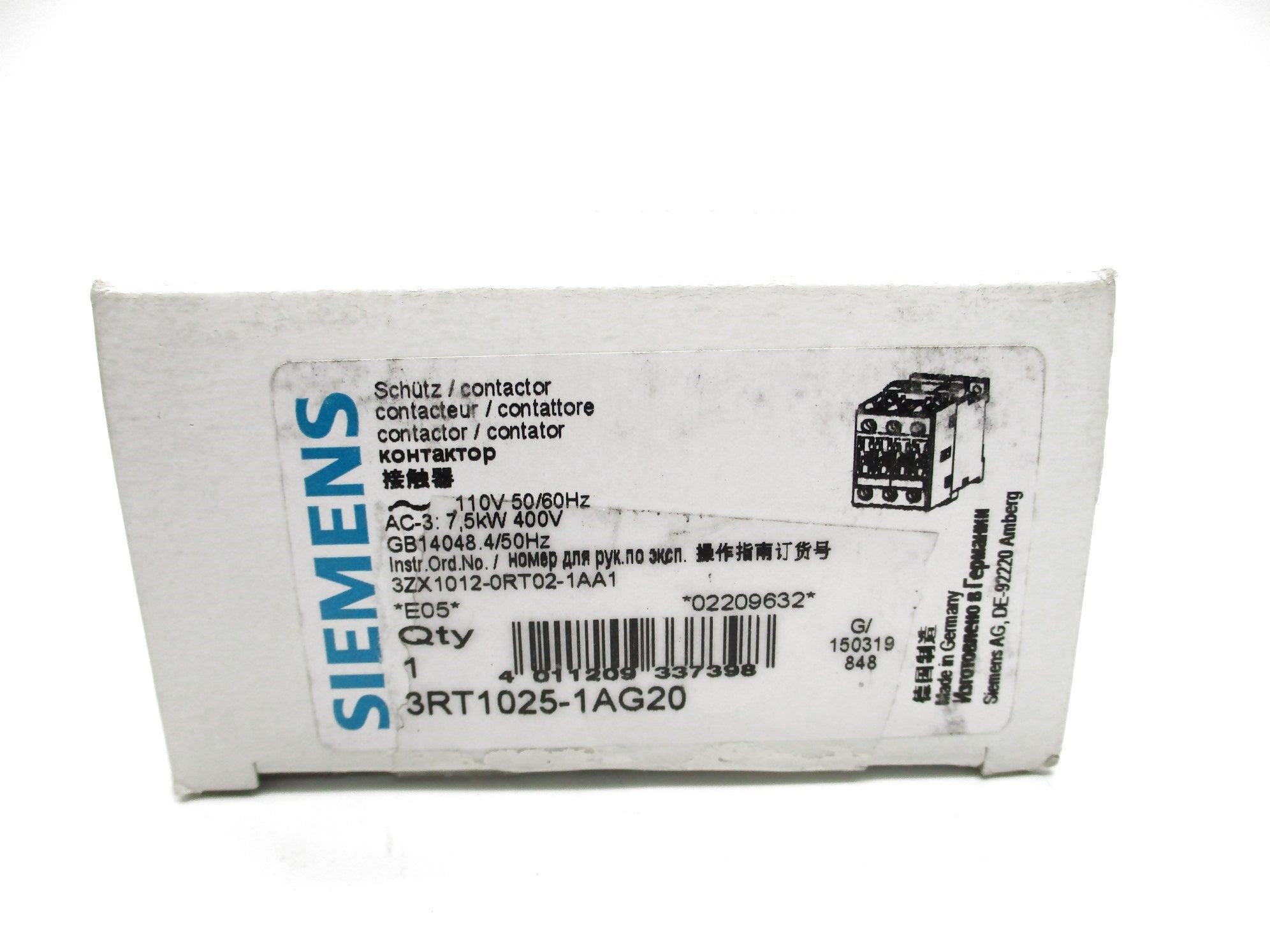 SIEMENS 3RT1025-1AG20 110V NSMP