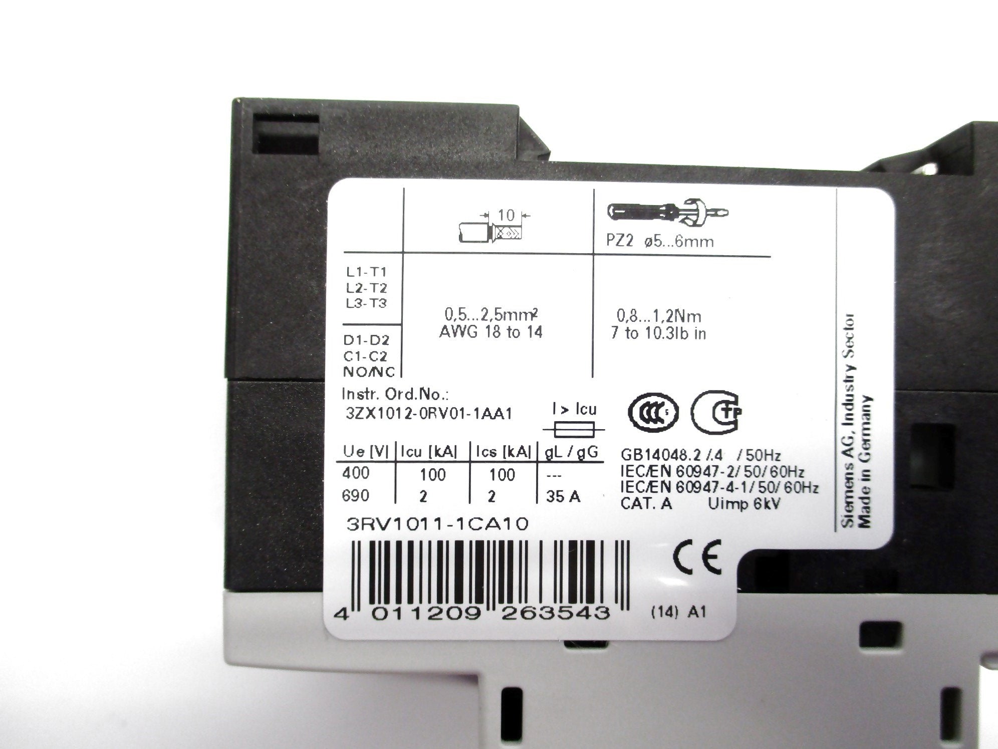 SIEMENS 3RV1011-1CA10 1.8-2.5A 690V NSNP