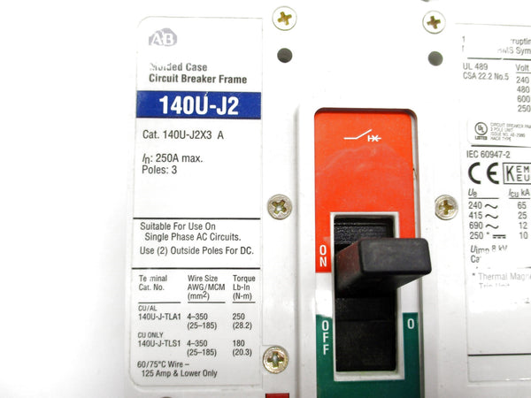 ALLEN BRADLEY 140U-J2D3-D22 SER. A 250A 480V NSMP