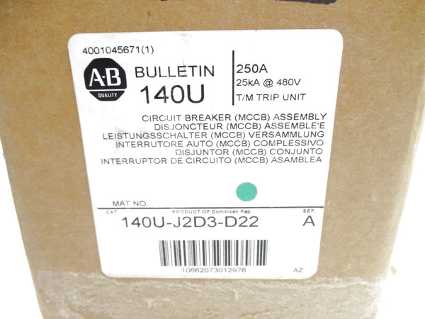 ALLEN BRADLEY 140U-J2D3-D22 SER. A 250A 480V NSMP