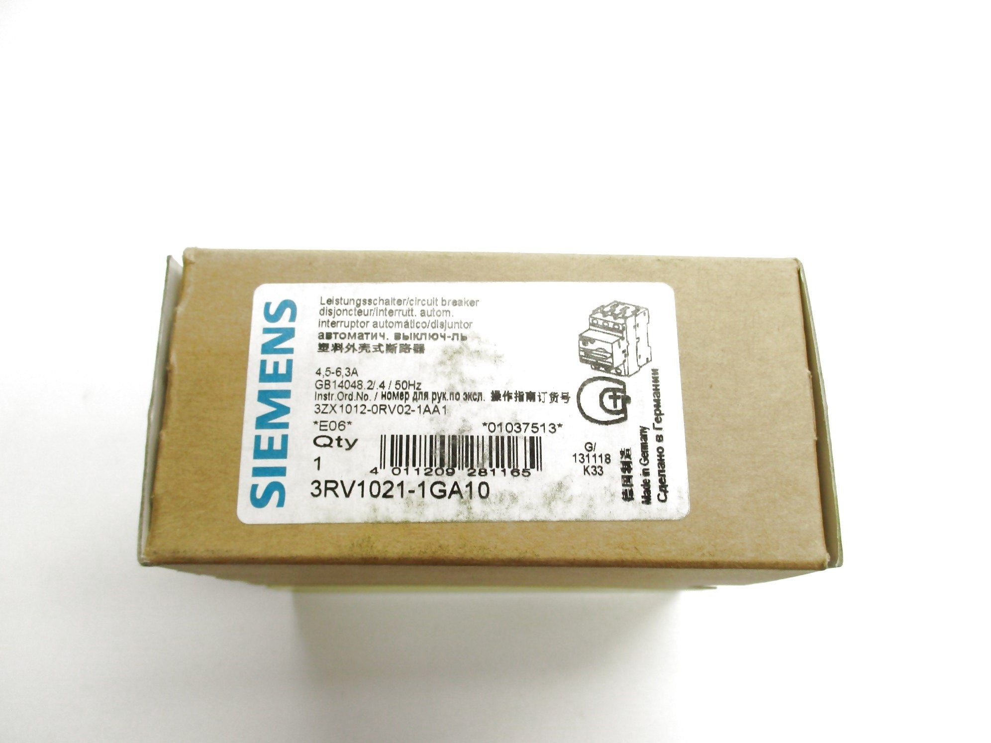 SIEMENS 3RV1021-1GA10 4.5-6.3A 690V NSMP