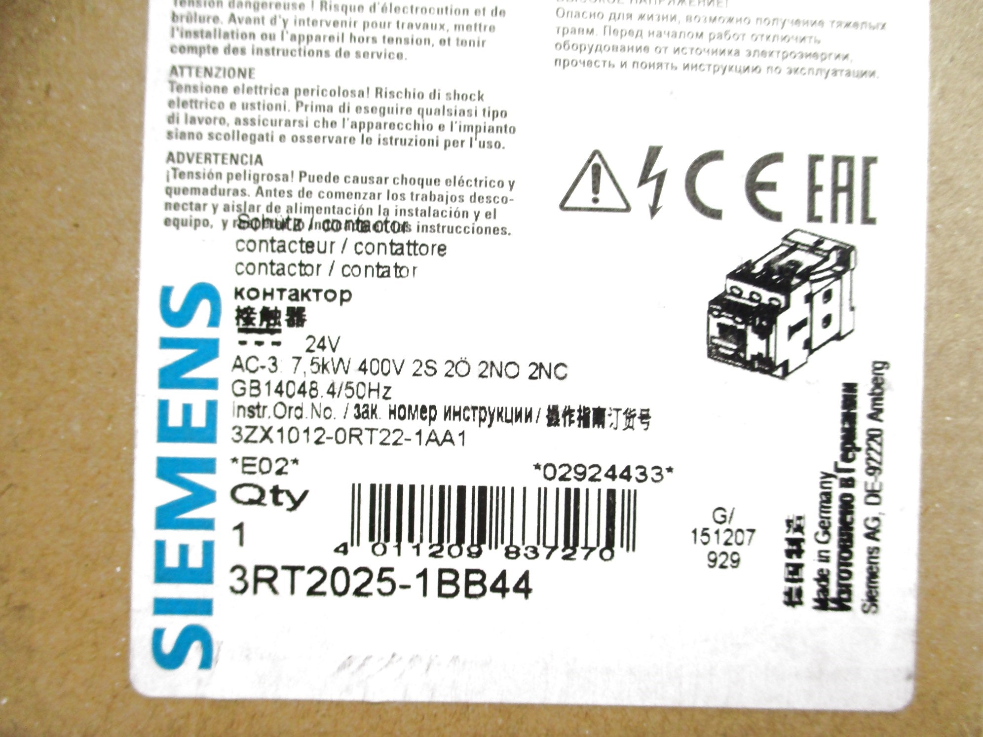 SIEMENS 3RT2025-1BB44 24V NSMP
