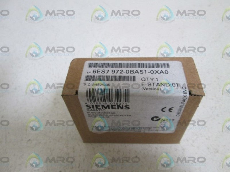 SIEMENS CONNECTOR PLUG 6ES7 972-0BA51-0XA0 *FACTORY SEALED*